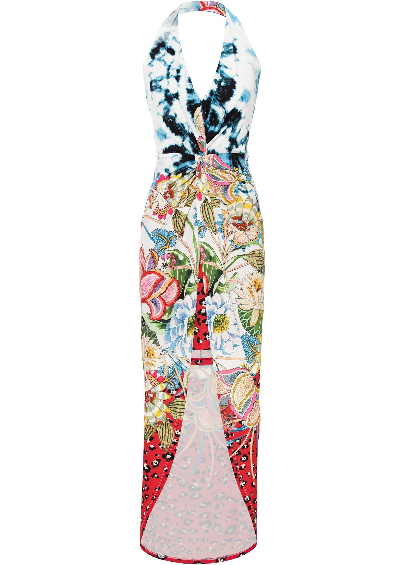 Robe dos nu à imprimé fleurs/léopard