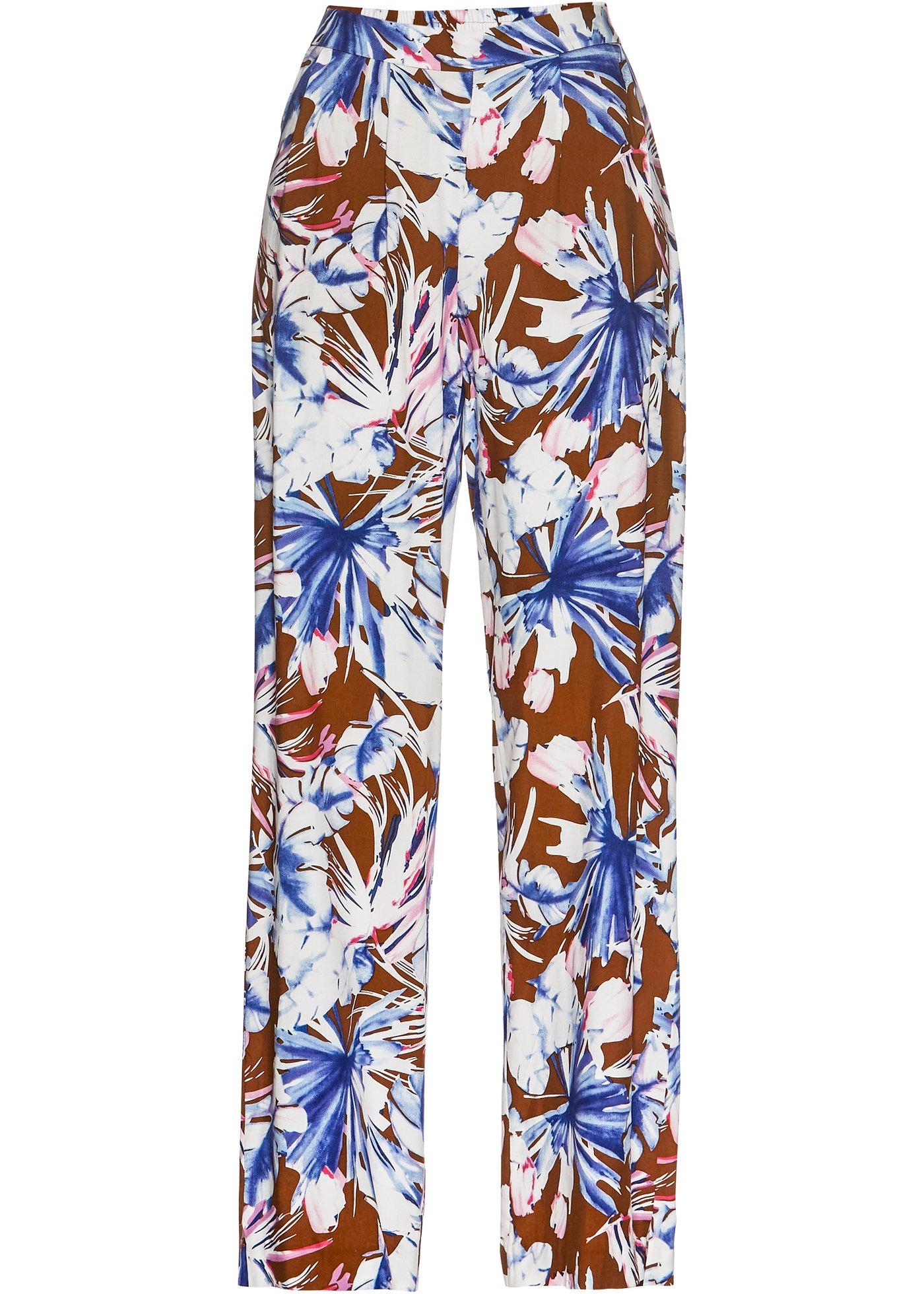 Pantalon à taille extensible imprimé végétal