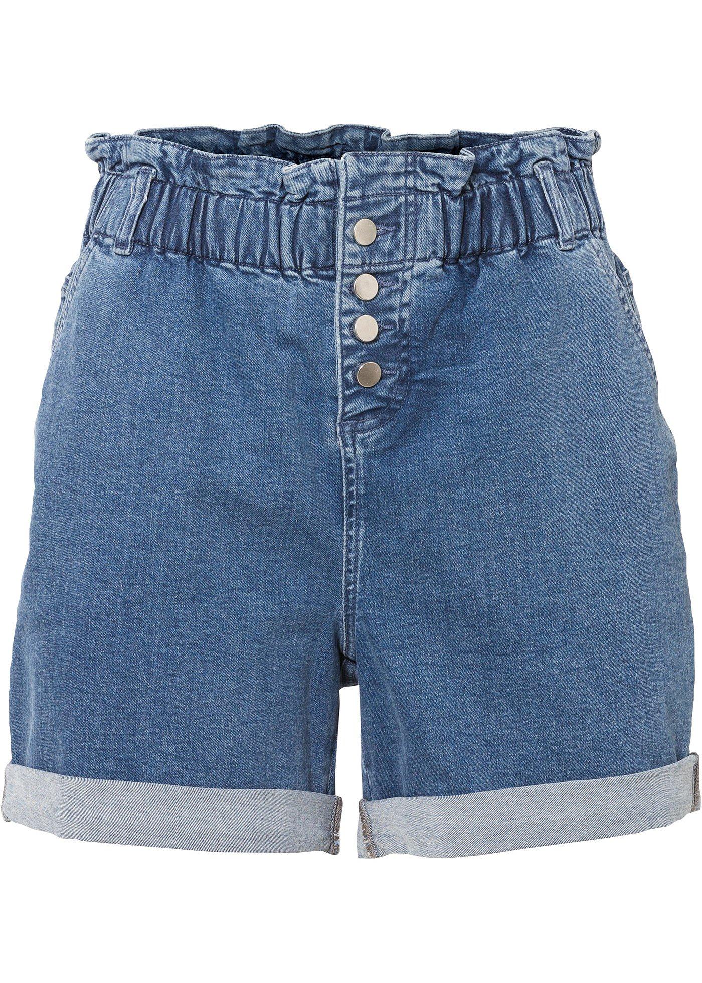 Short en jean paper bag taille haute en coton bio