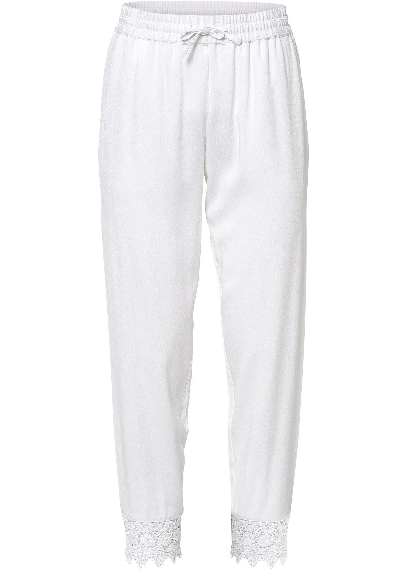 Pantalon taille haute extensible avec dentelle