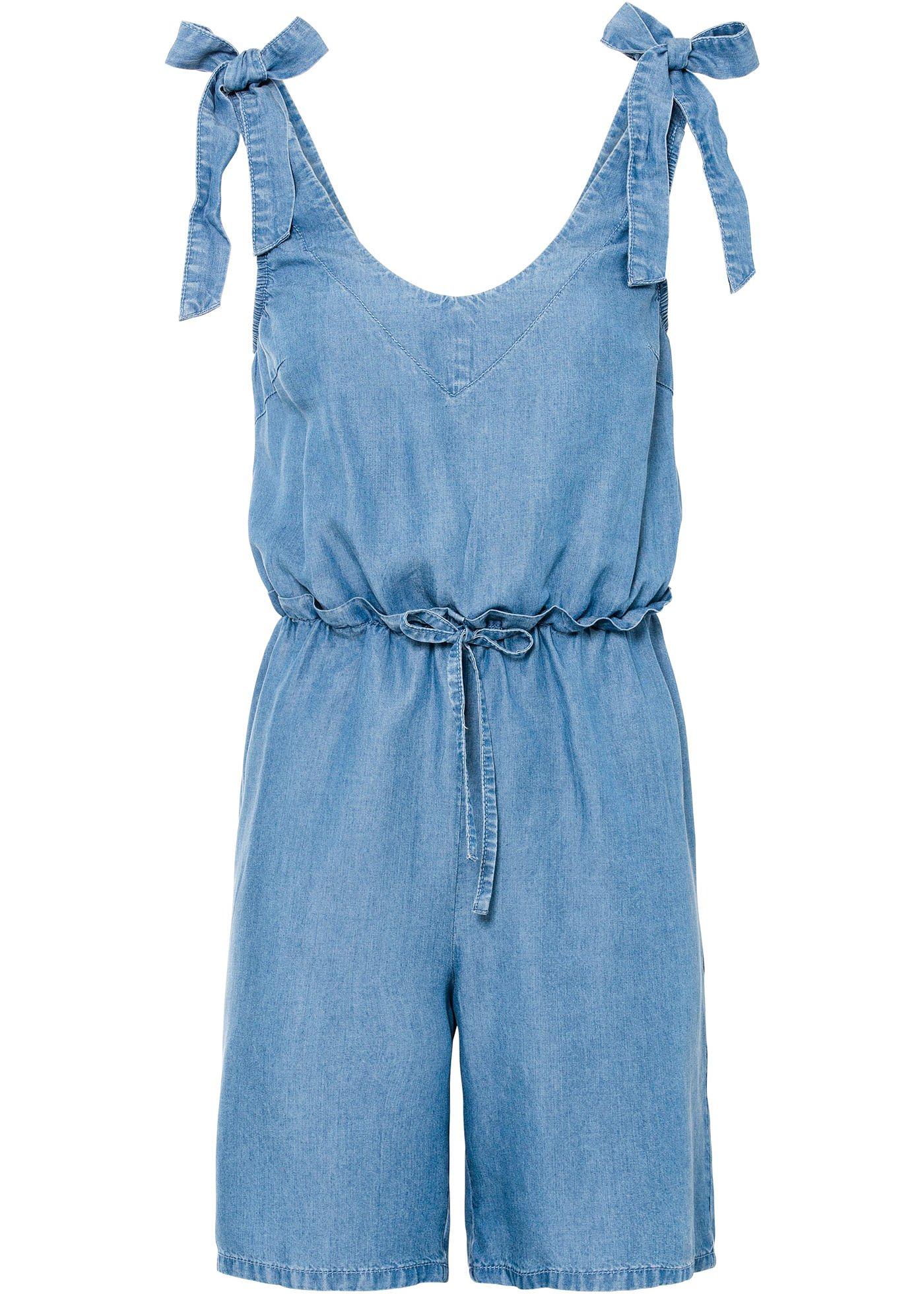 Combi-short en jean en TENCEL™ Lyocell avec nœuds