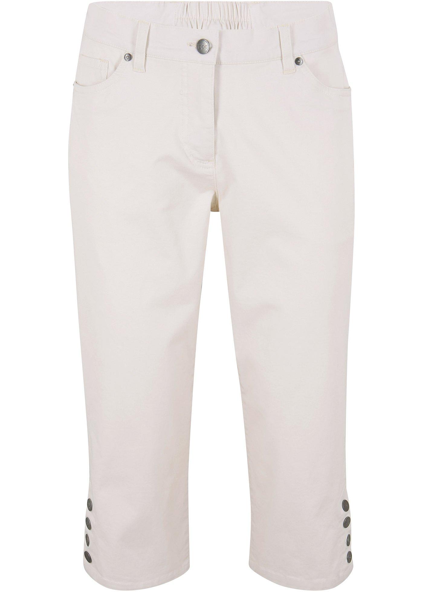 Pantalon corsaire extensible avec empiècement taille confortable et boutons