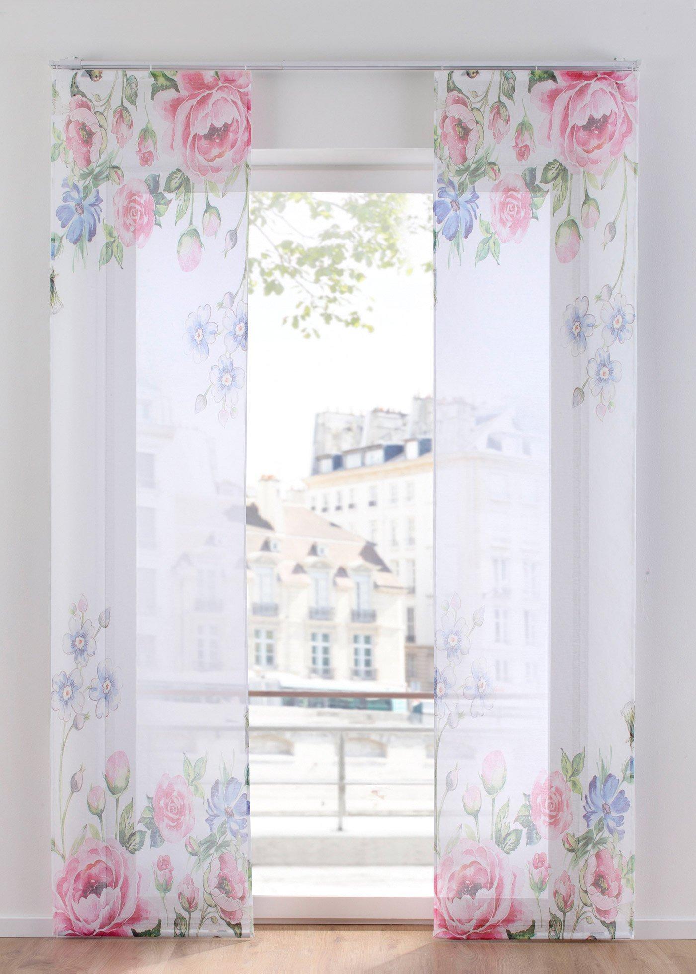 Panneau coulissant motifs roses (1 pce.)