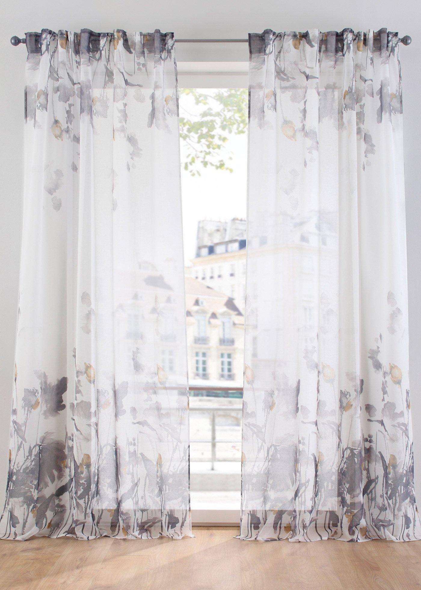 Voilage à imprimé floral (1 pce.)