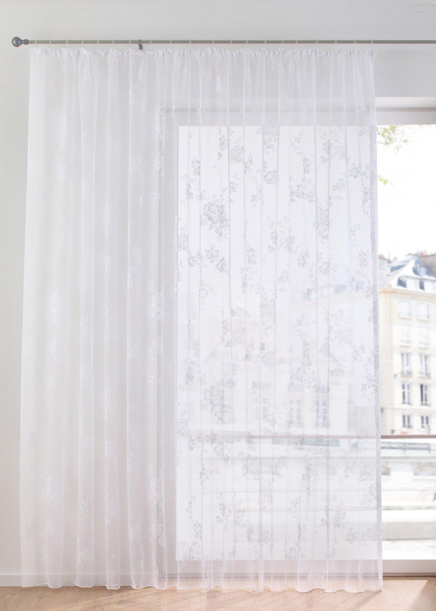 Voilage jacquard à fleurs