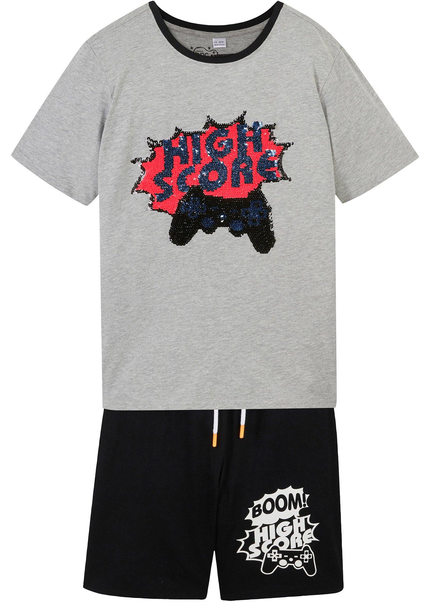 T-shirt à paillettes réversibles et bermuda garçon (Ens. 2 pces.)