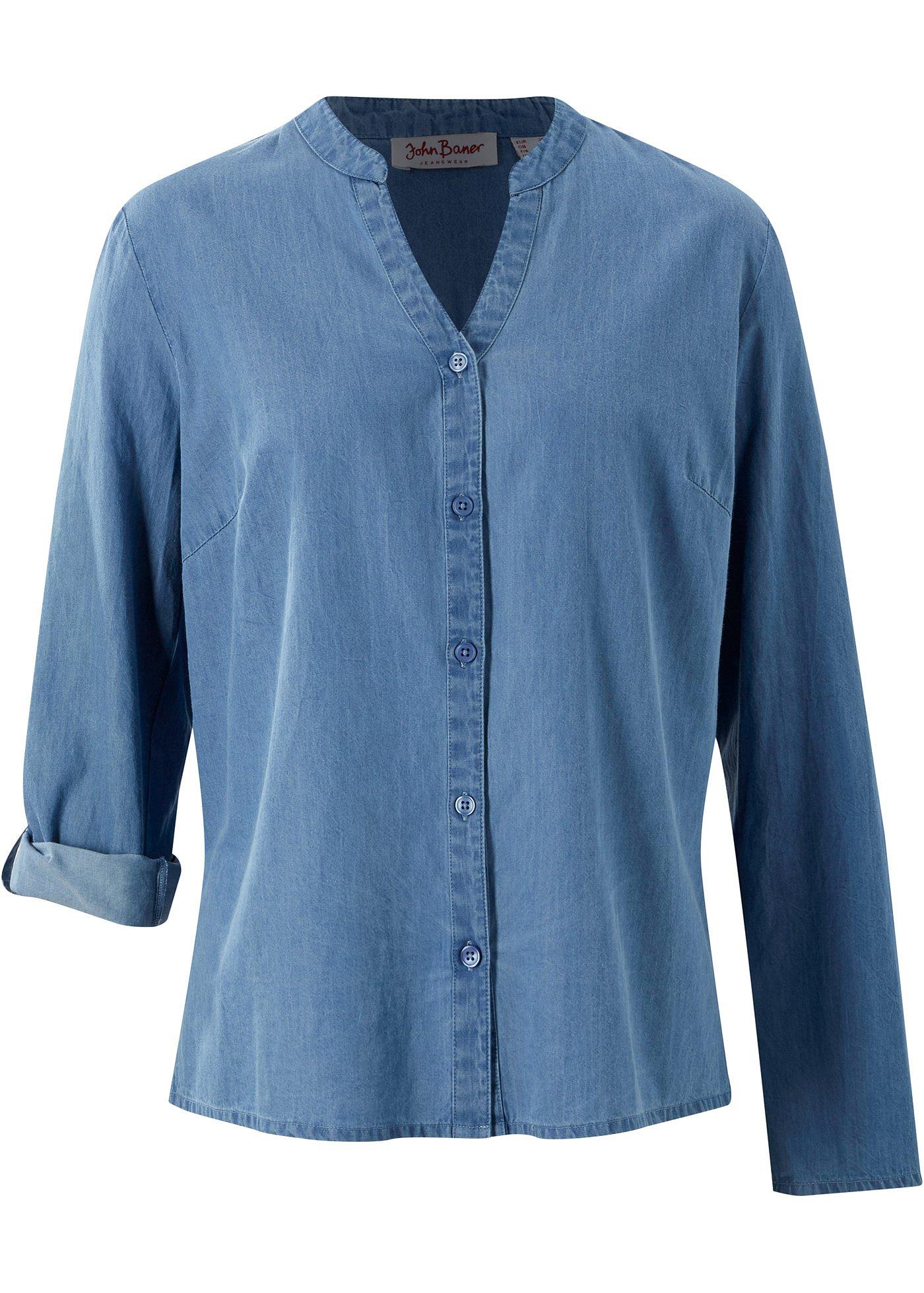 Chemisier en jean, manches retroussables