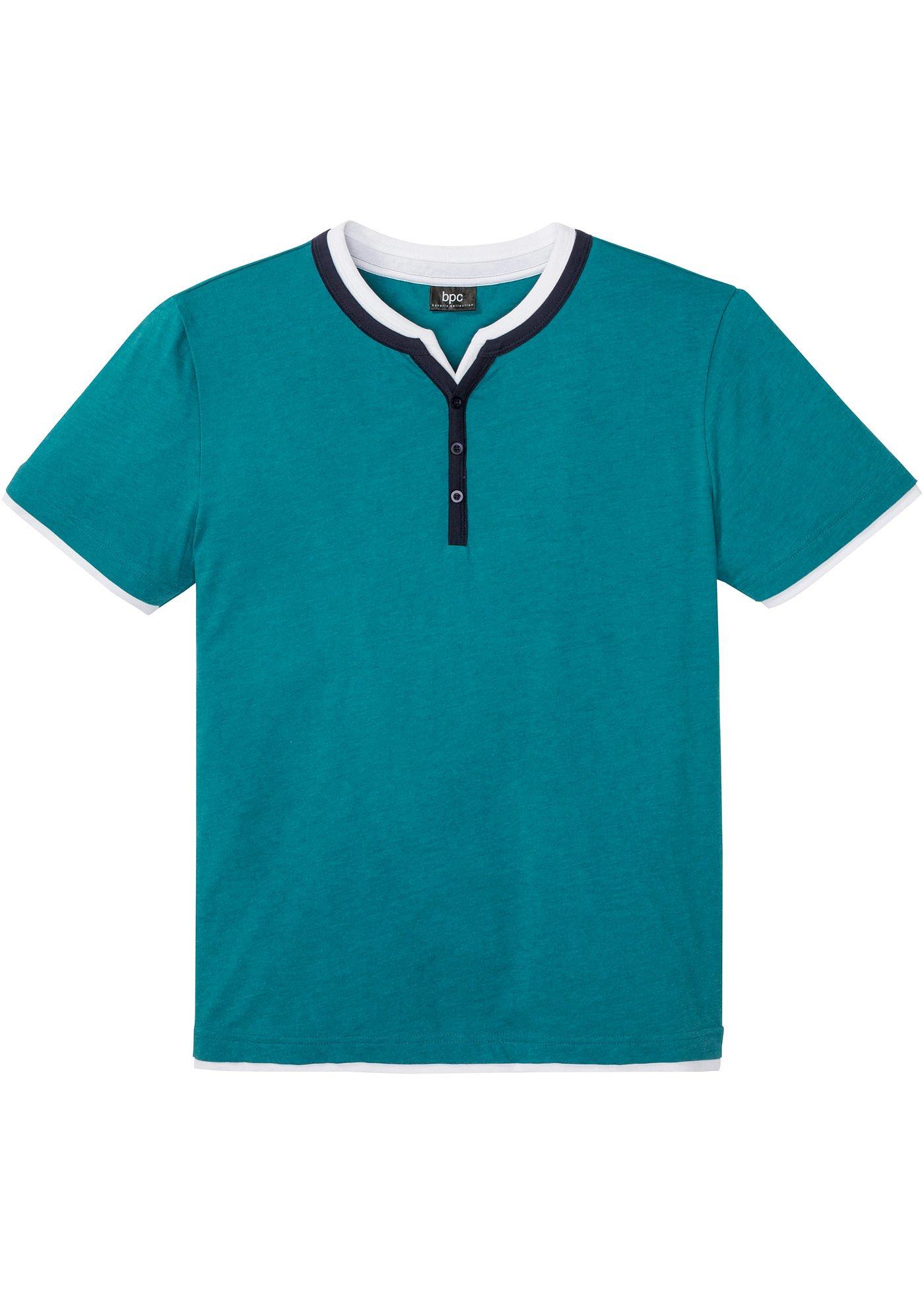 T-shirt col Henley, manches courtes