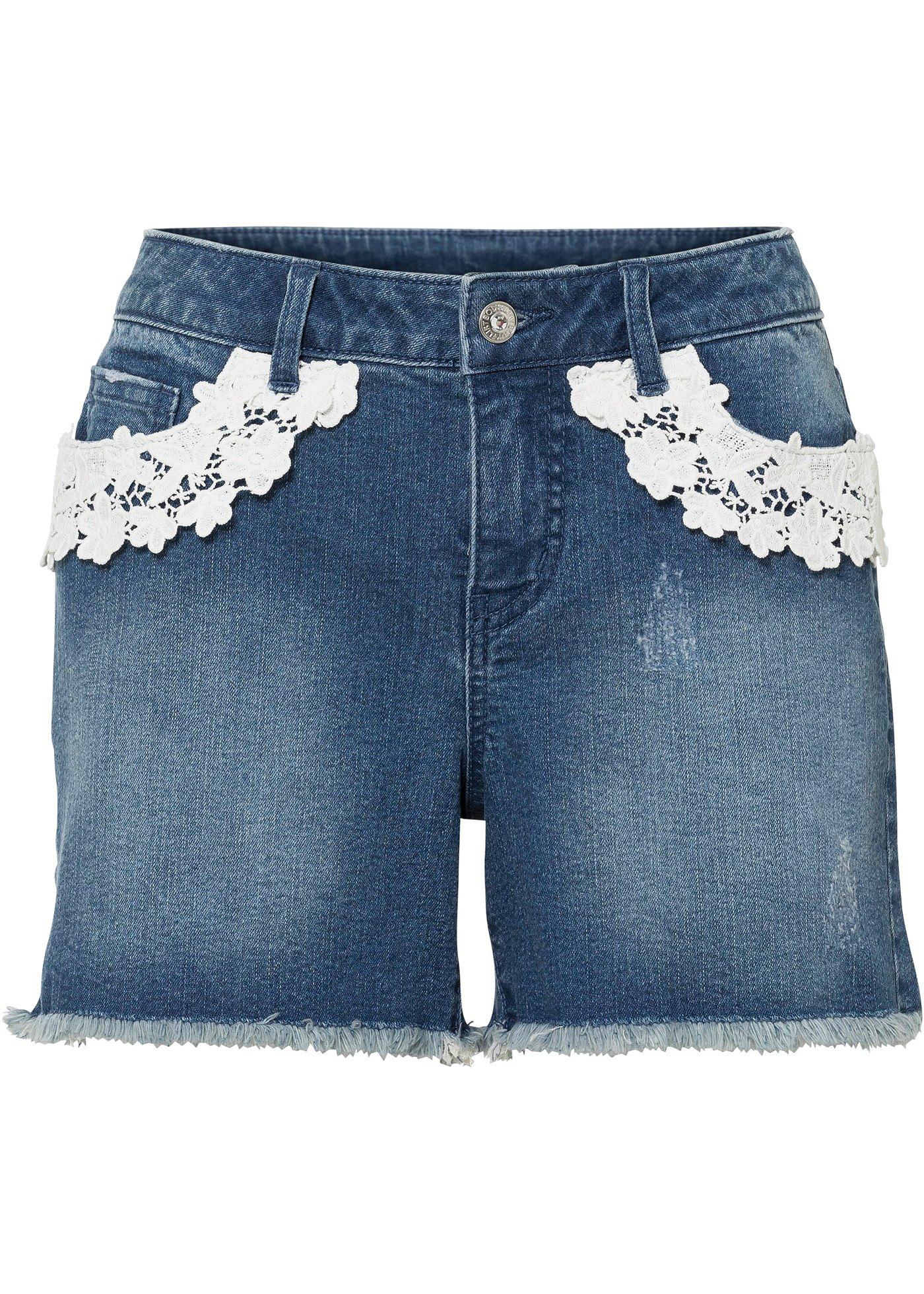 Short en jean à dentelle