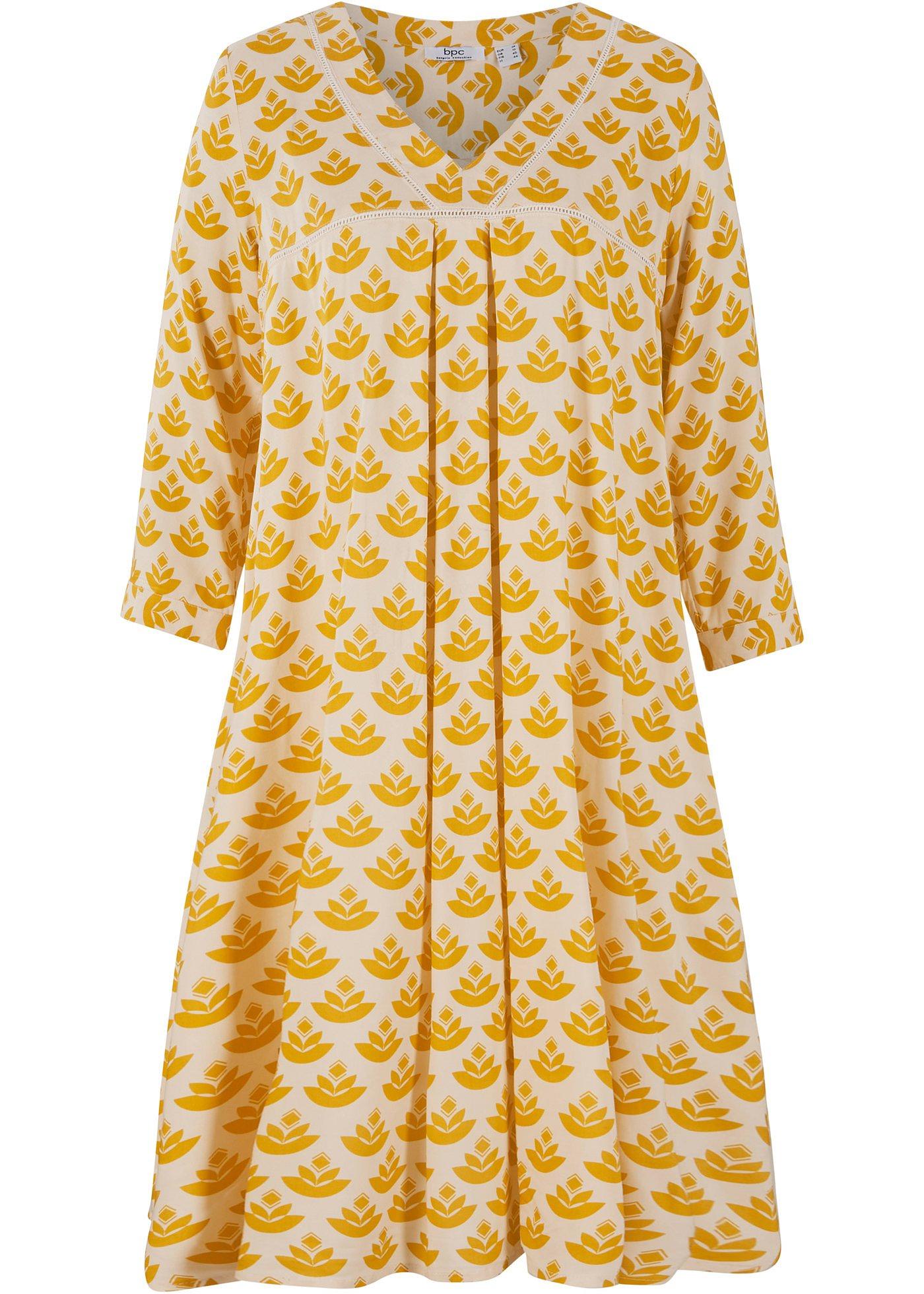 Robe-tunique avec col V et empiècement en dentelle