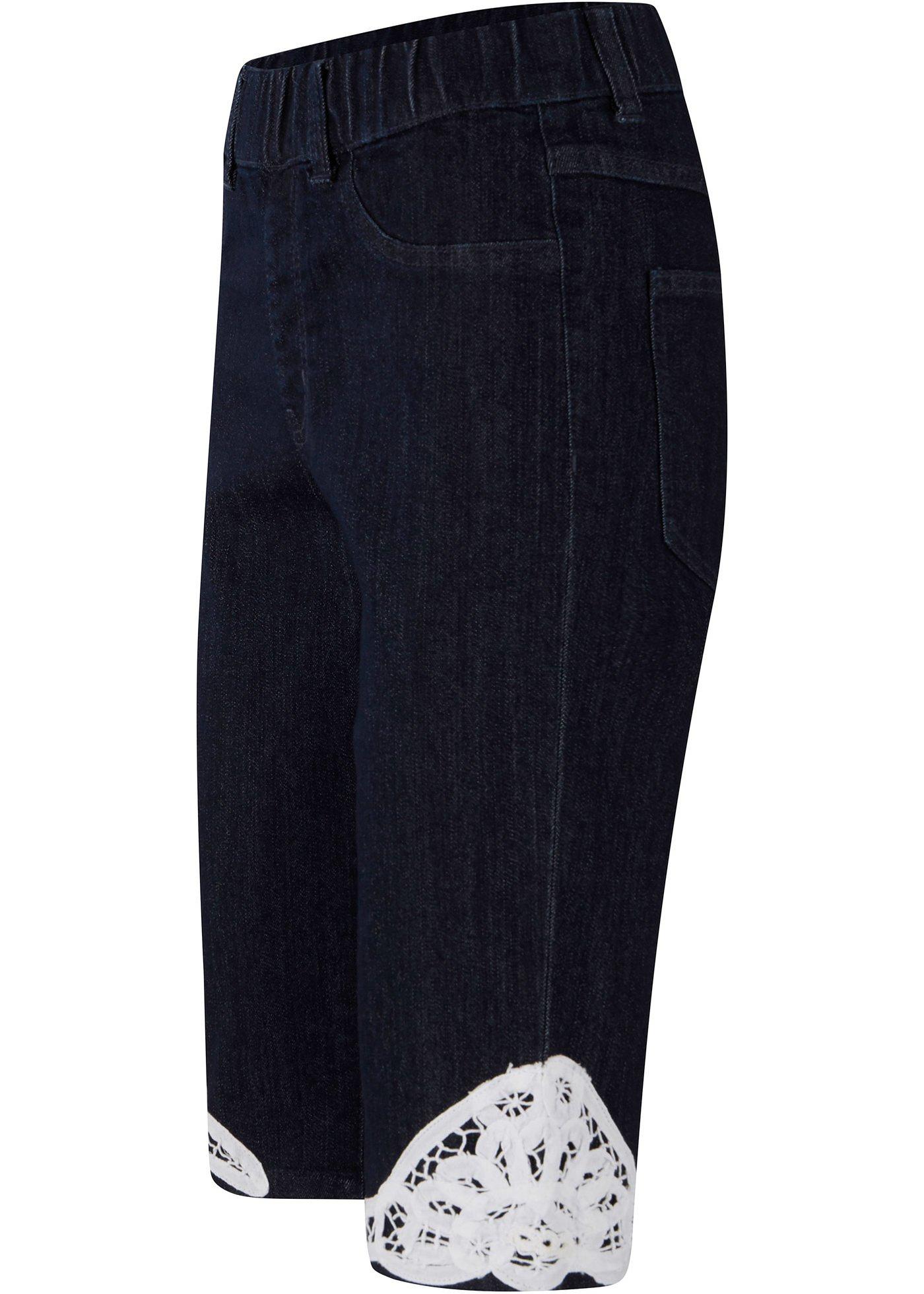 Bermuda en jean avec dentelle appliquée