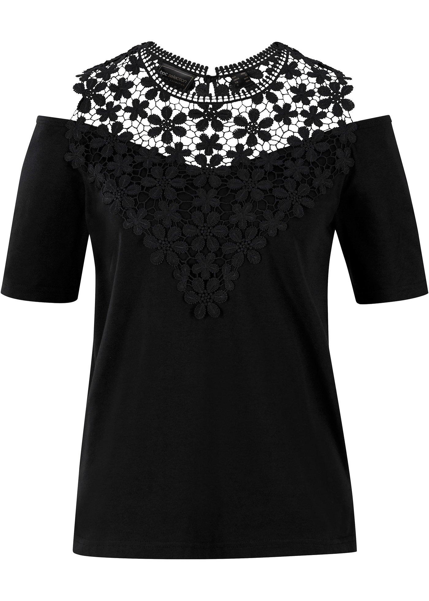 T-shirt avec col en dentelle