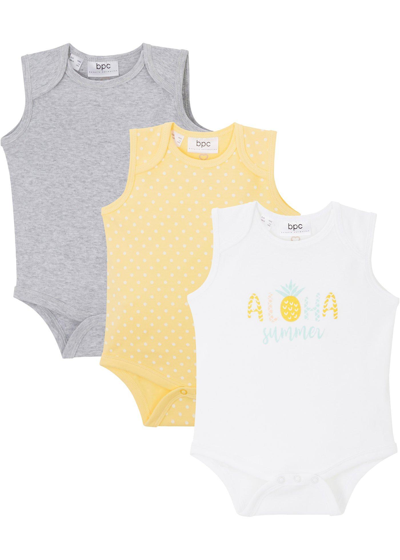 Lot de 3 bodies bébé sans manches en coton bio