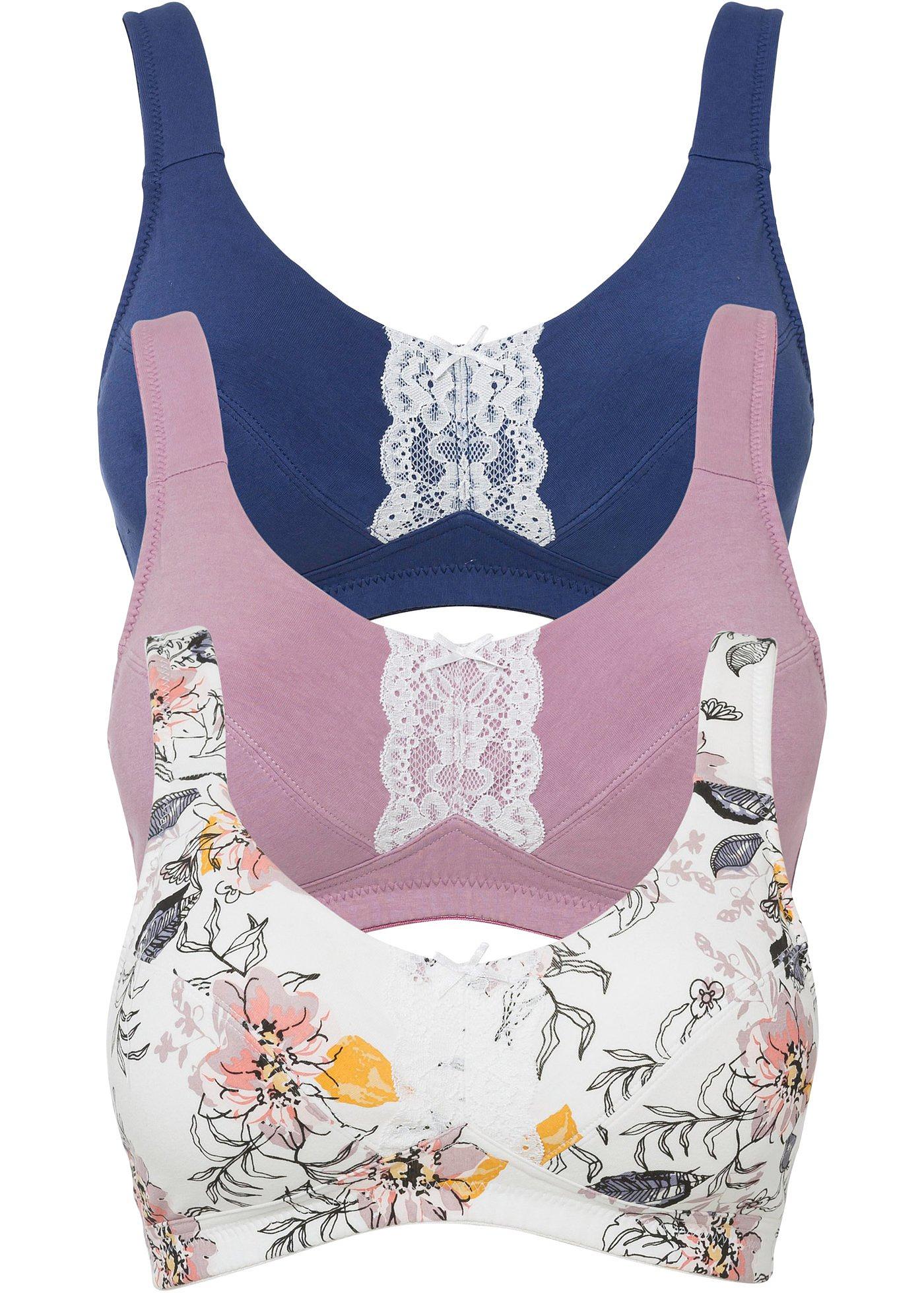 Lot de 3 soutiens-gorge sans armatures avec coton bio