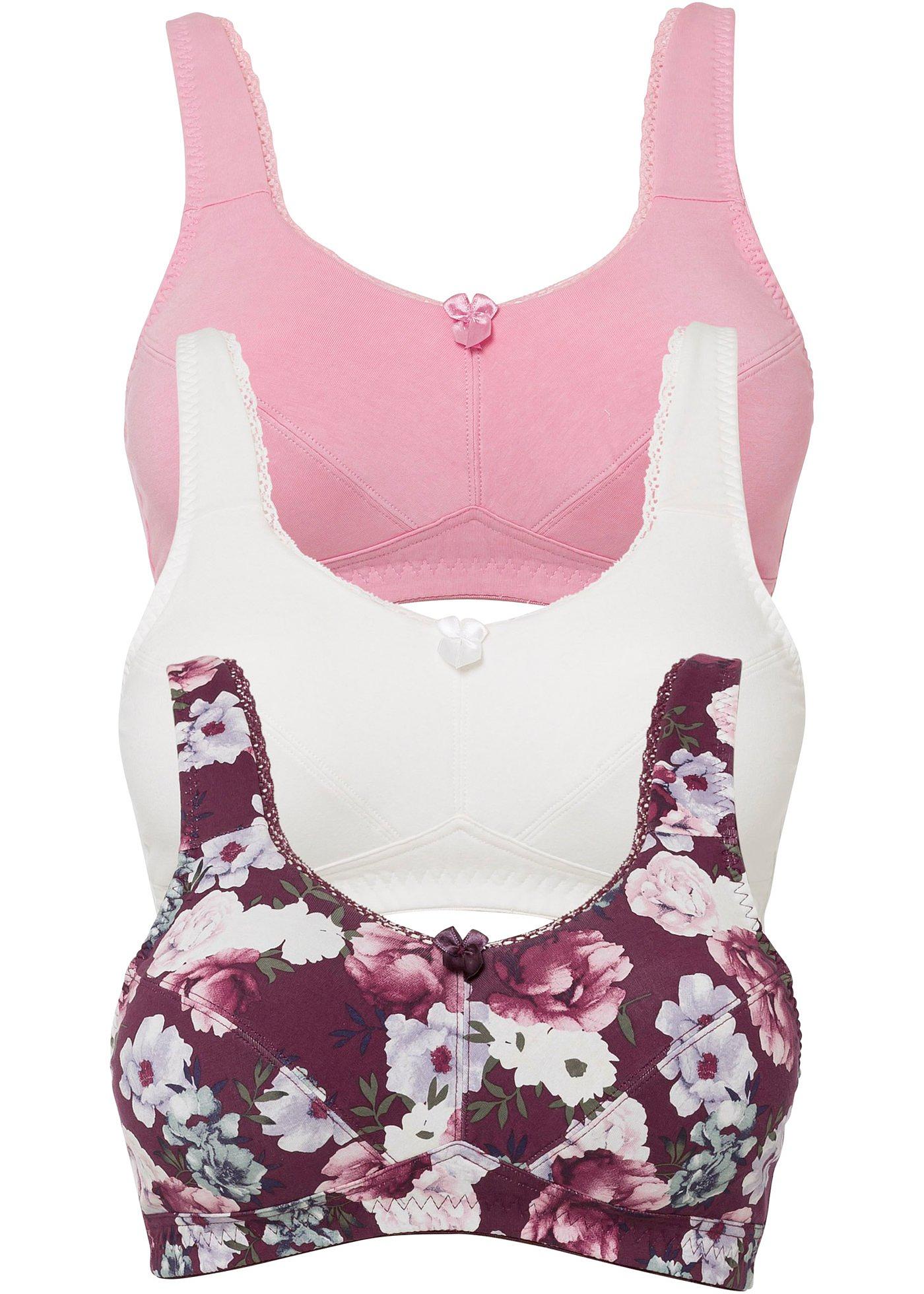 Lot de 3 soutiens-gorge sans armatures avec coton bio