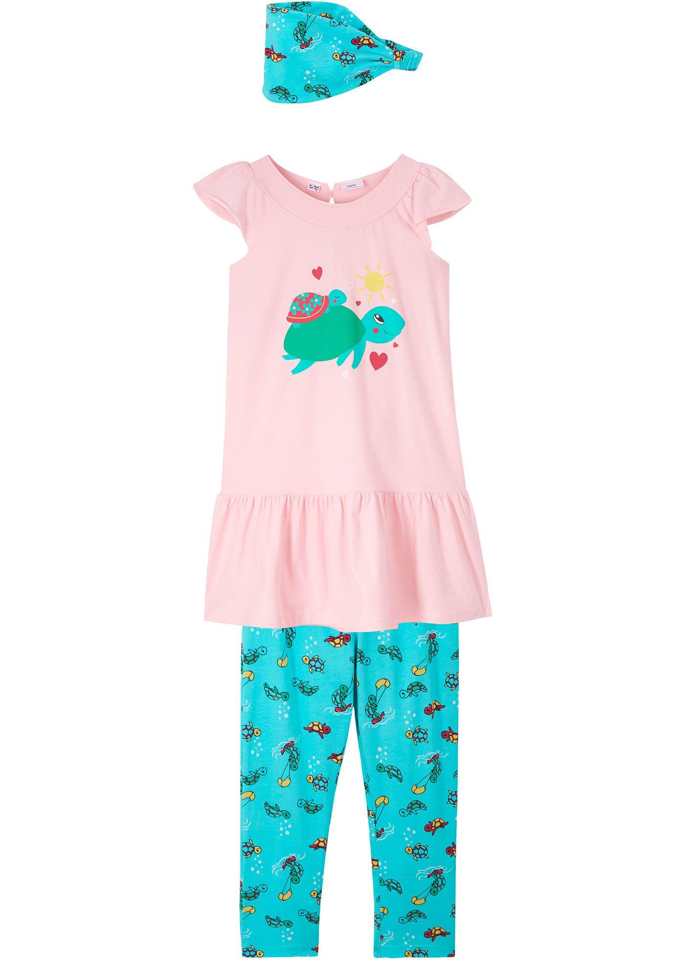 Robe fille, legging 3/4, bandeau (Ens. 3 pces.)