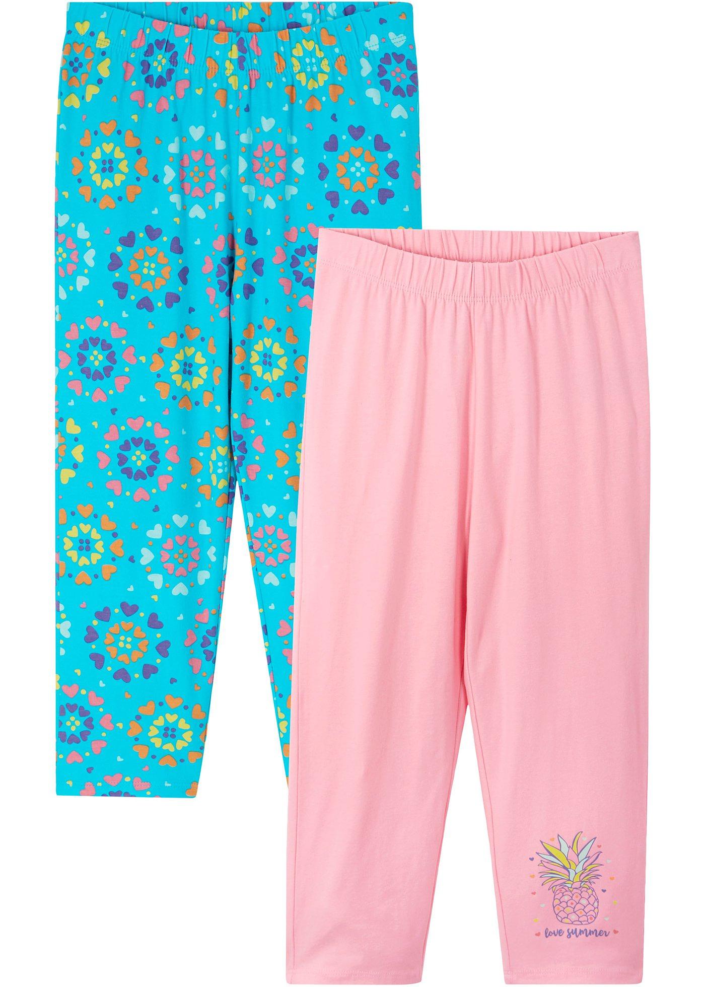 Lot de 2 leggings 3/4 fille avec coton bio