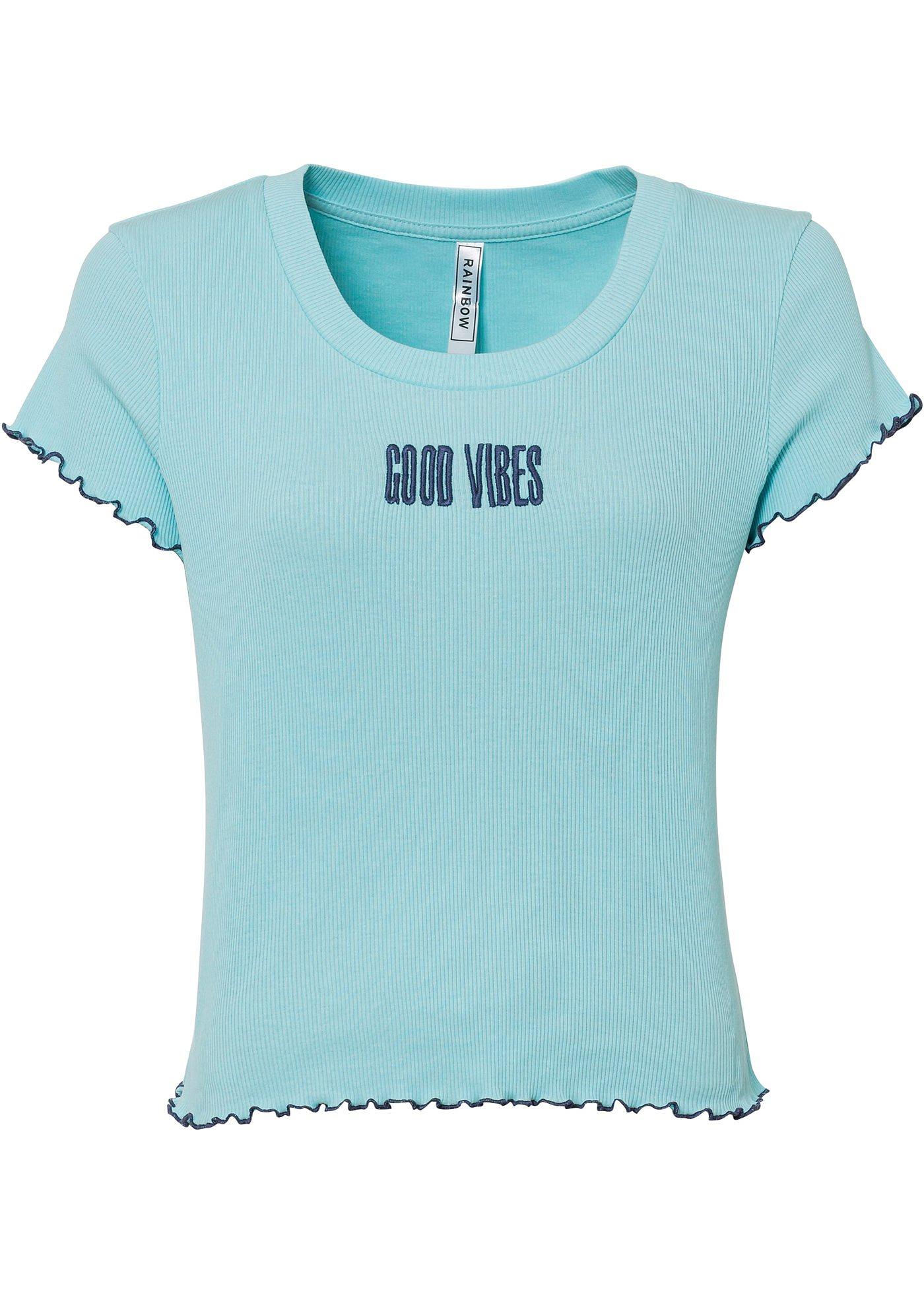 T-shirt côtelé en coton bio avec broderie