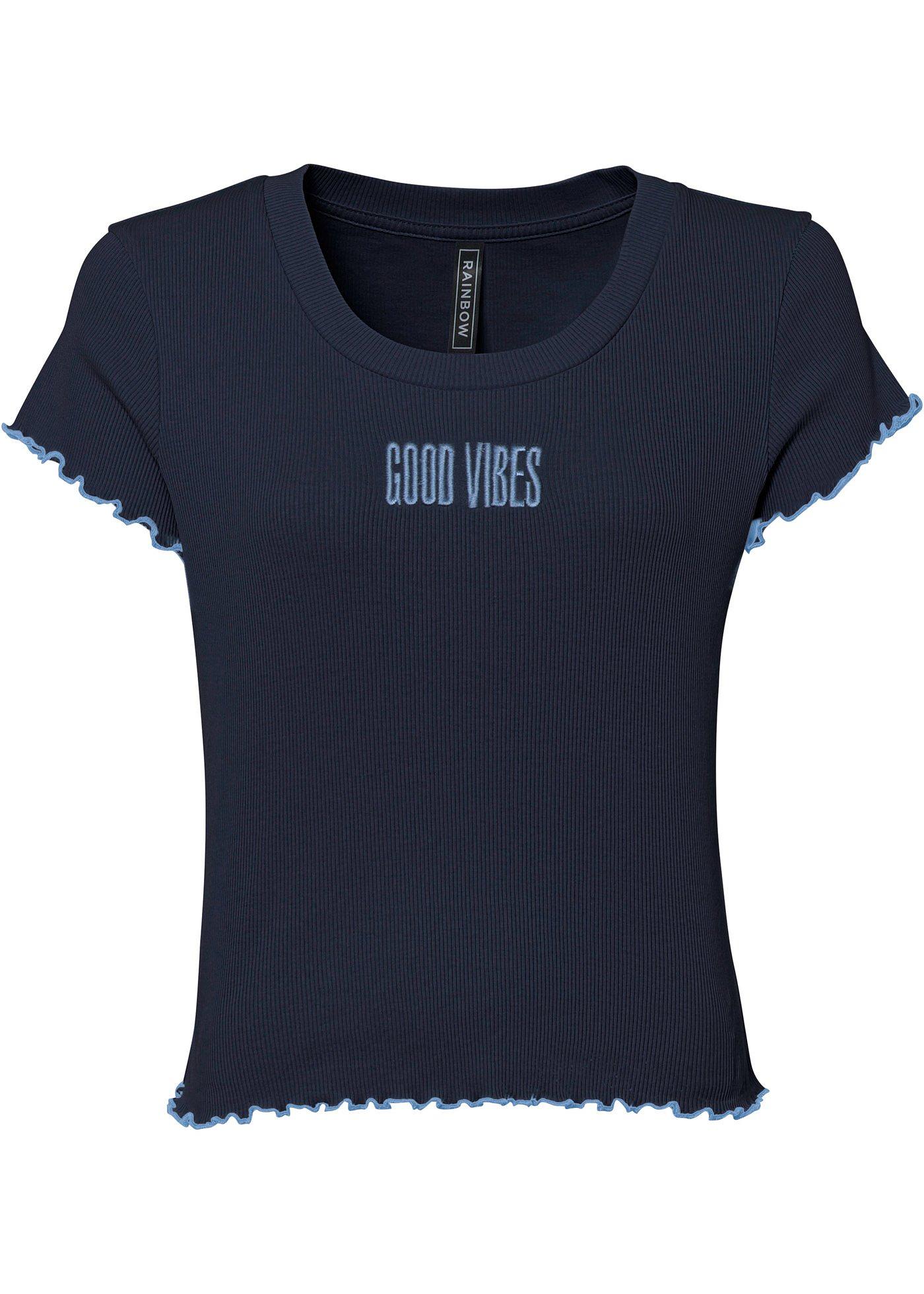 T-shirt côtelé en coton bio avec broderie