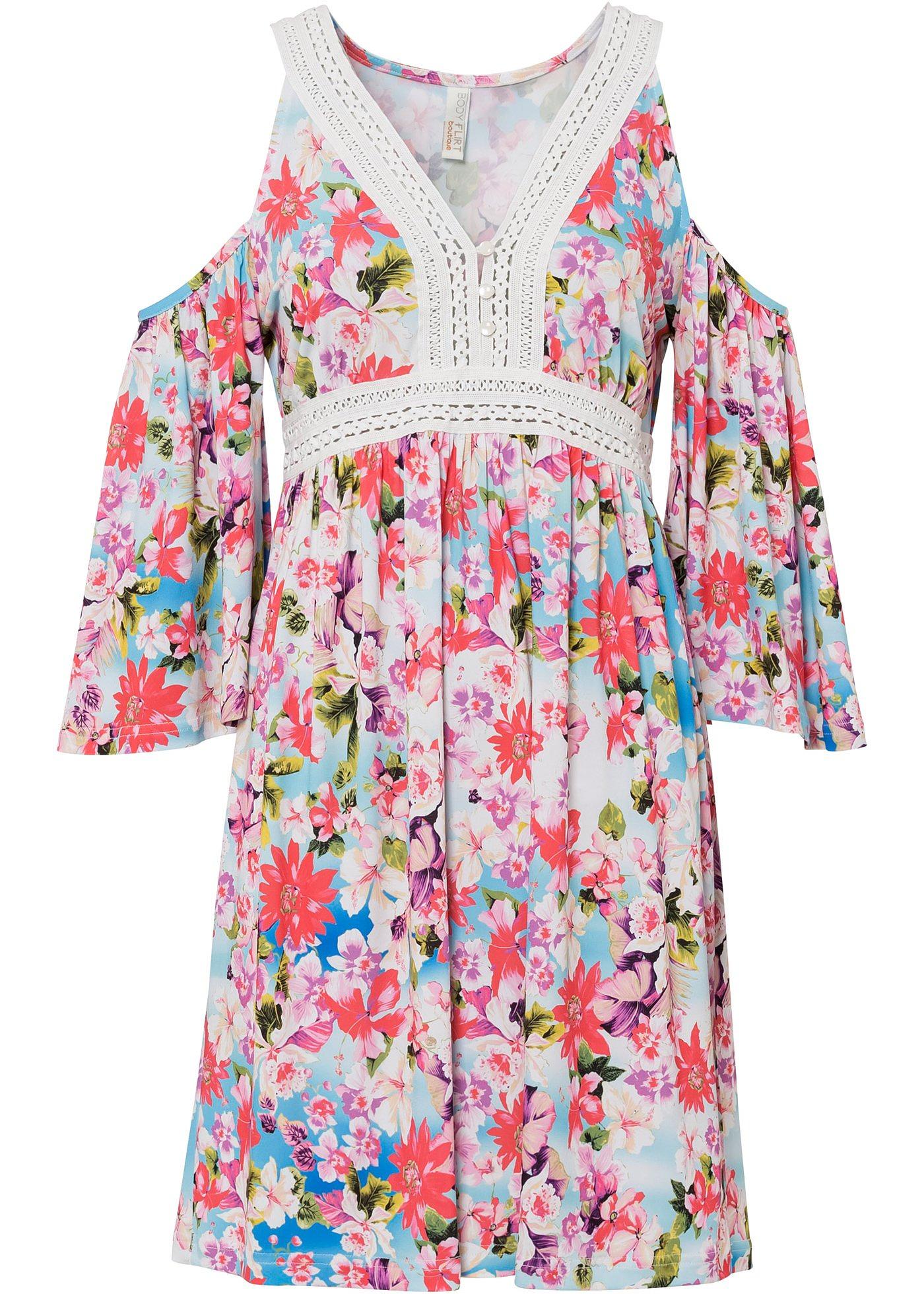 Robe à épaules dénudées avec empiècement crochet