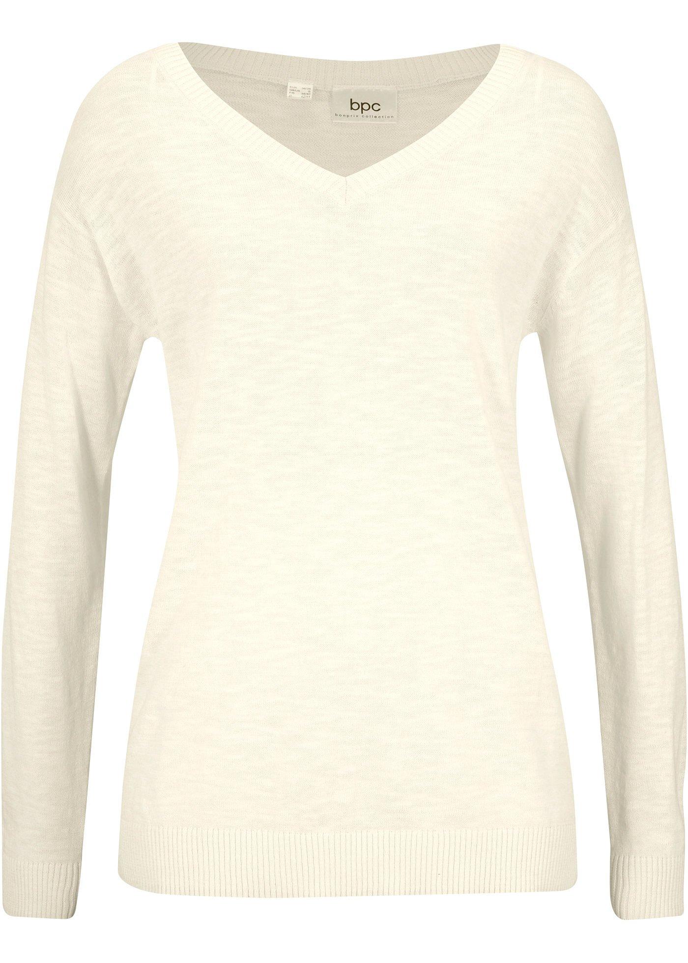 Pull coton avec décolleté en V