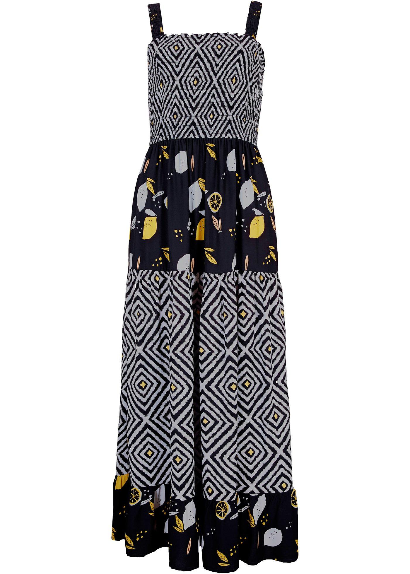 Robe tissée à volants et buste smocké