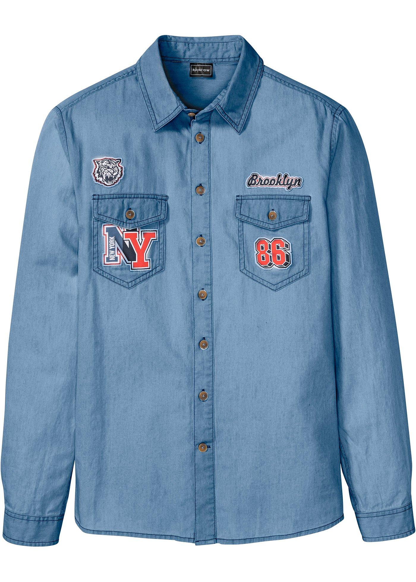 Chemise en jean avec écussons, Slim Fit