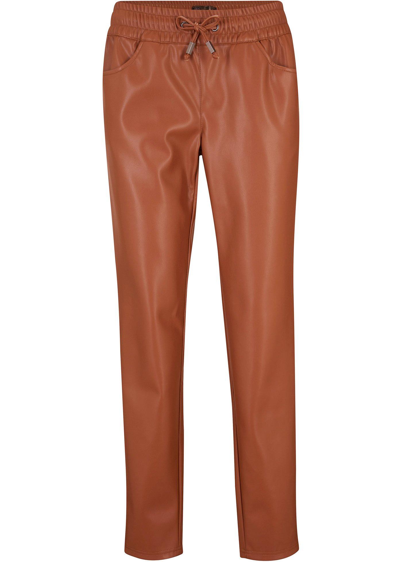 Pantalon taille extensible en synthétique imitation cuir
