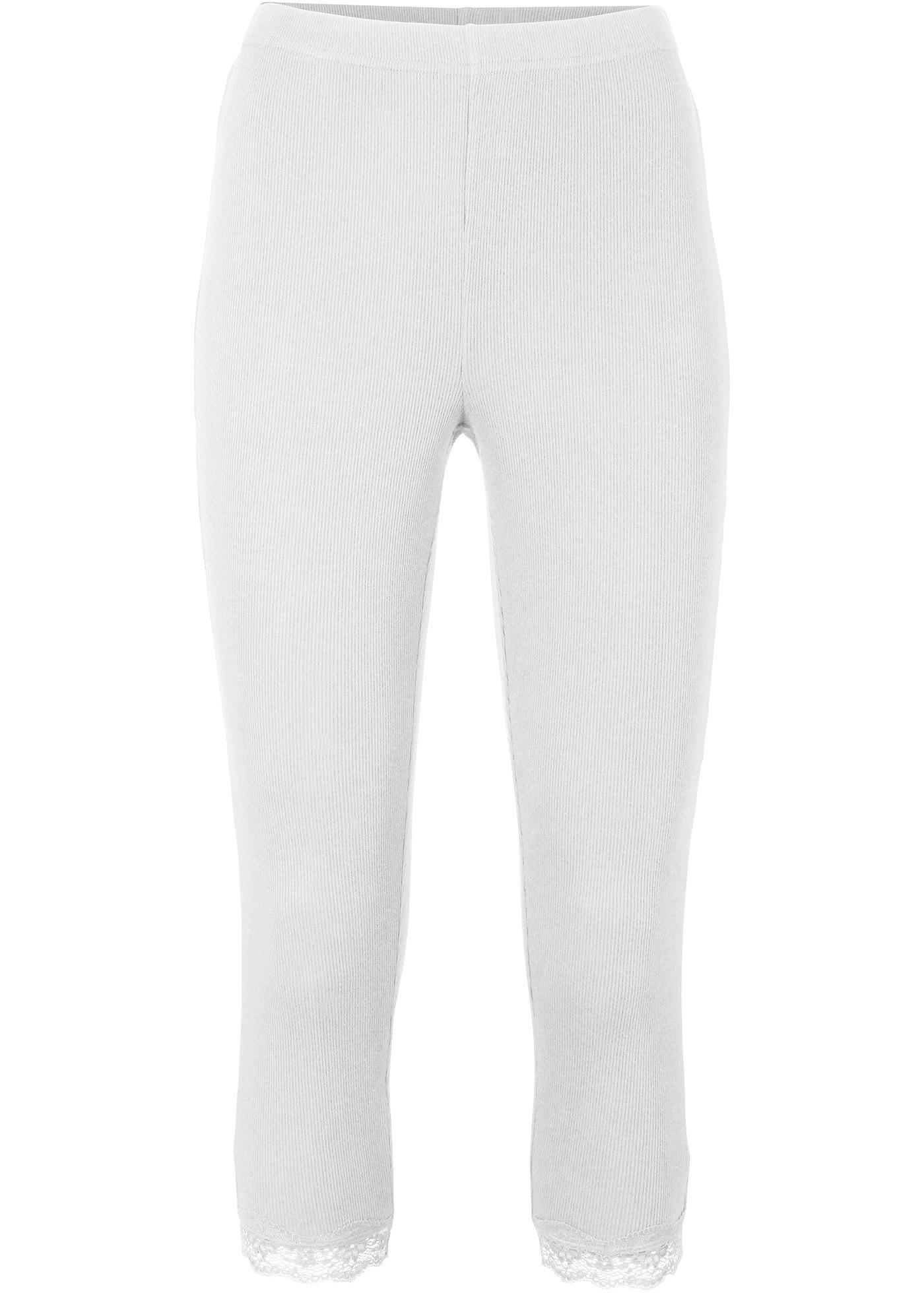 Legging 3/4 côtelé à dentelle