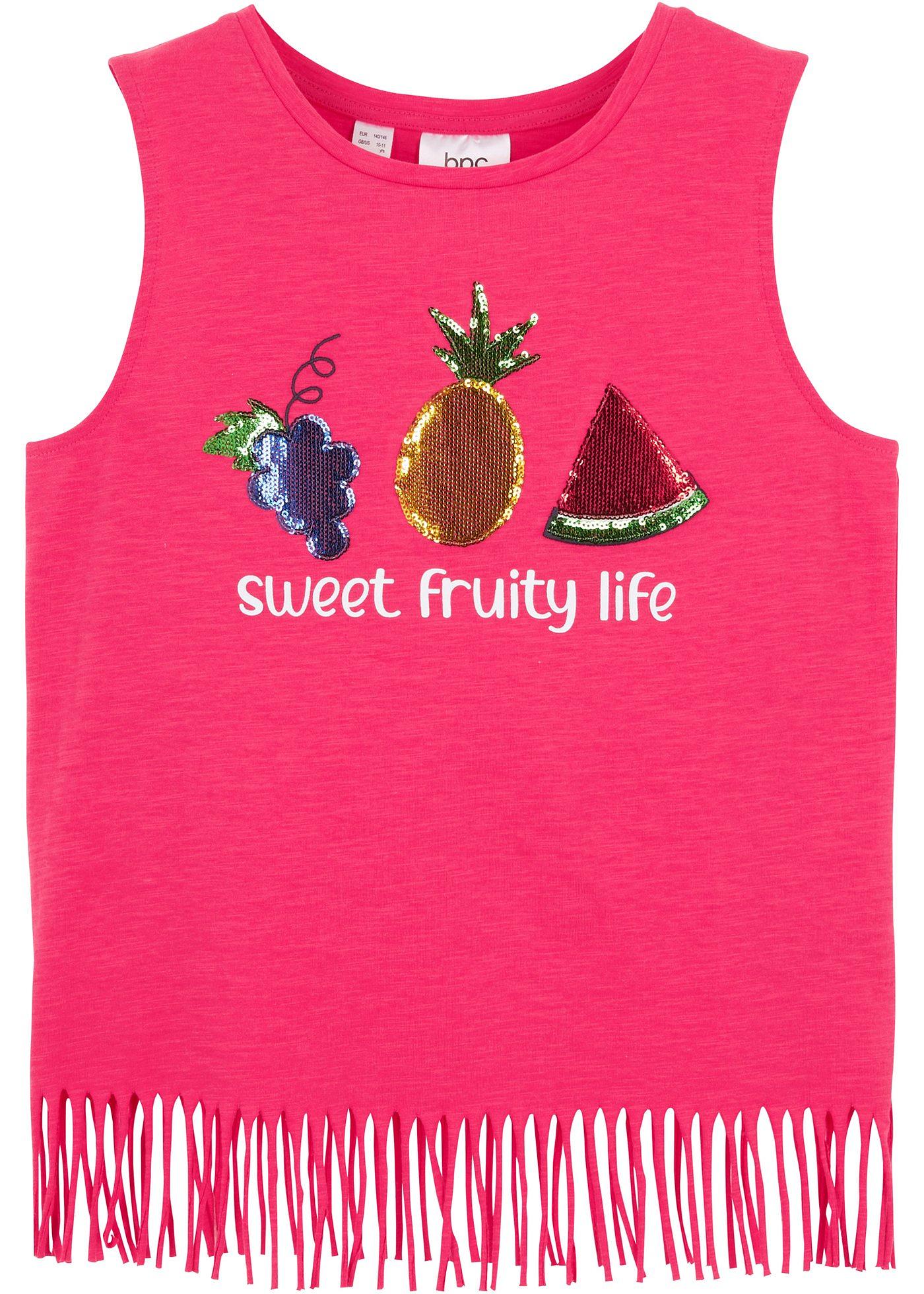 Top fille avec paillettes réversibles en coton bio