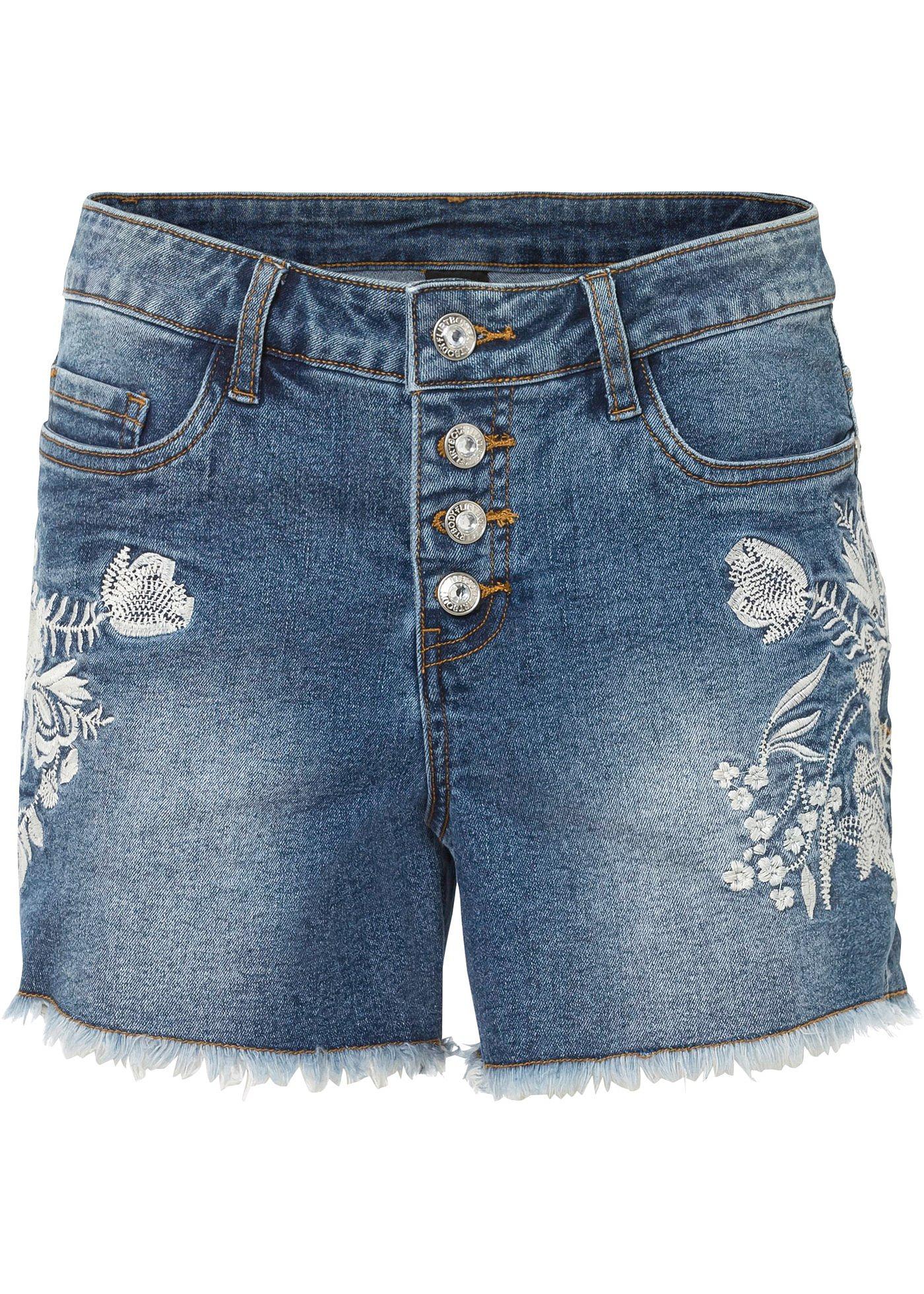 Short en jean à broderie