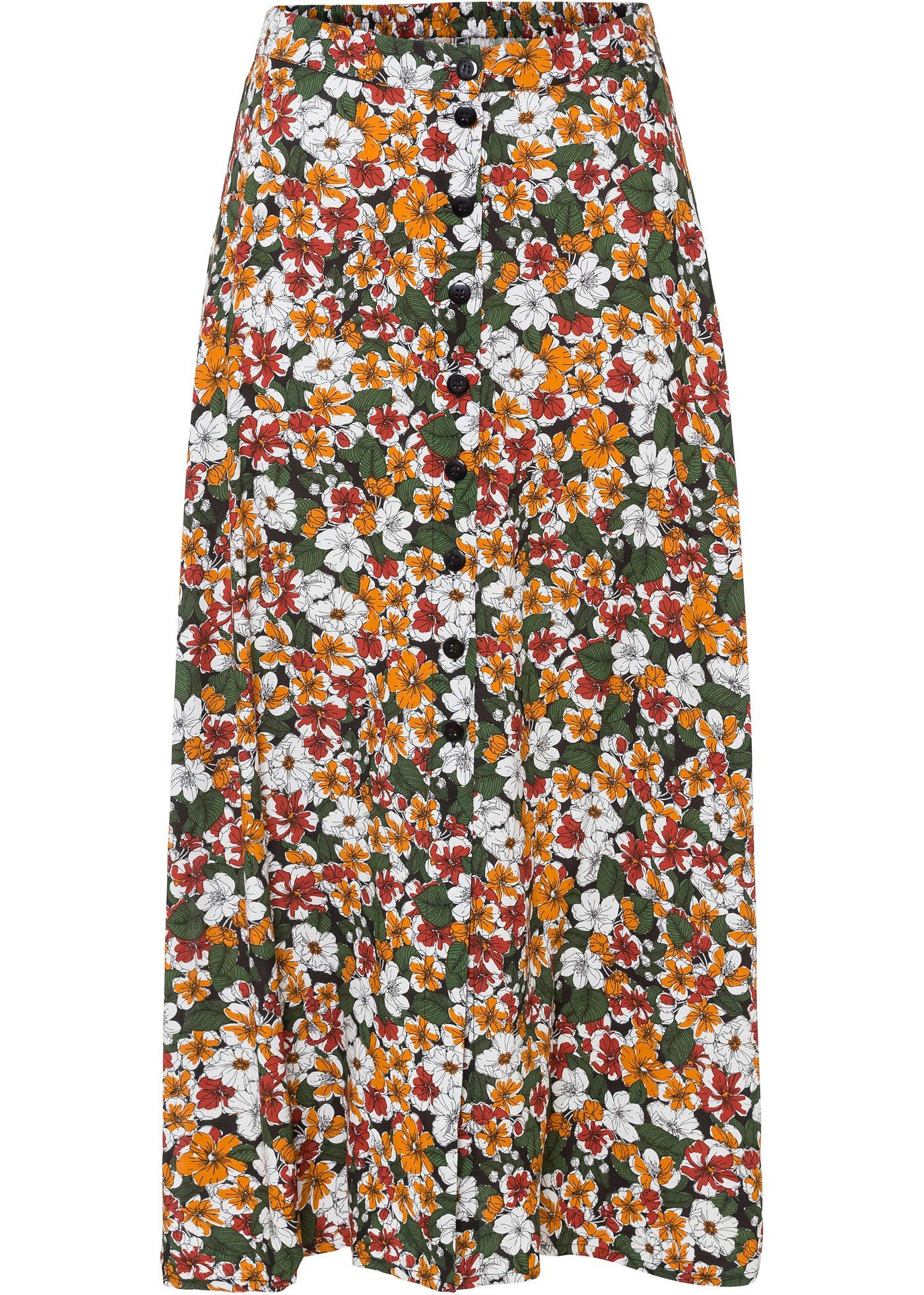 Jupe midi avec patte de boutonnage en viscose durable