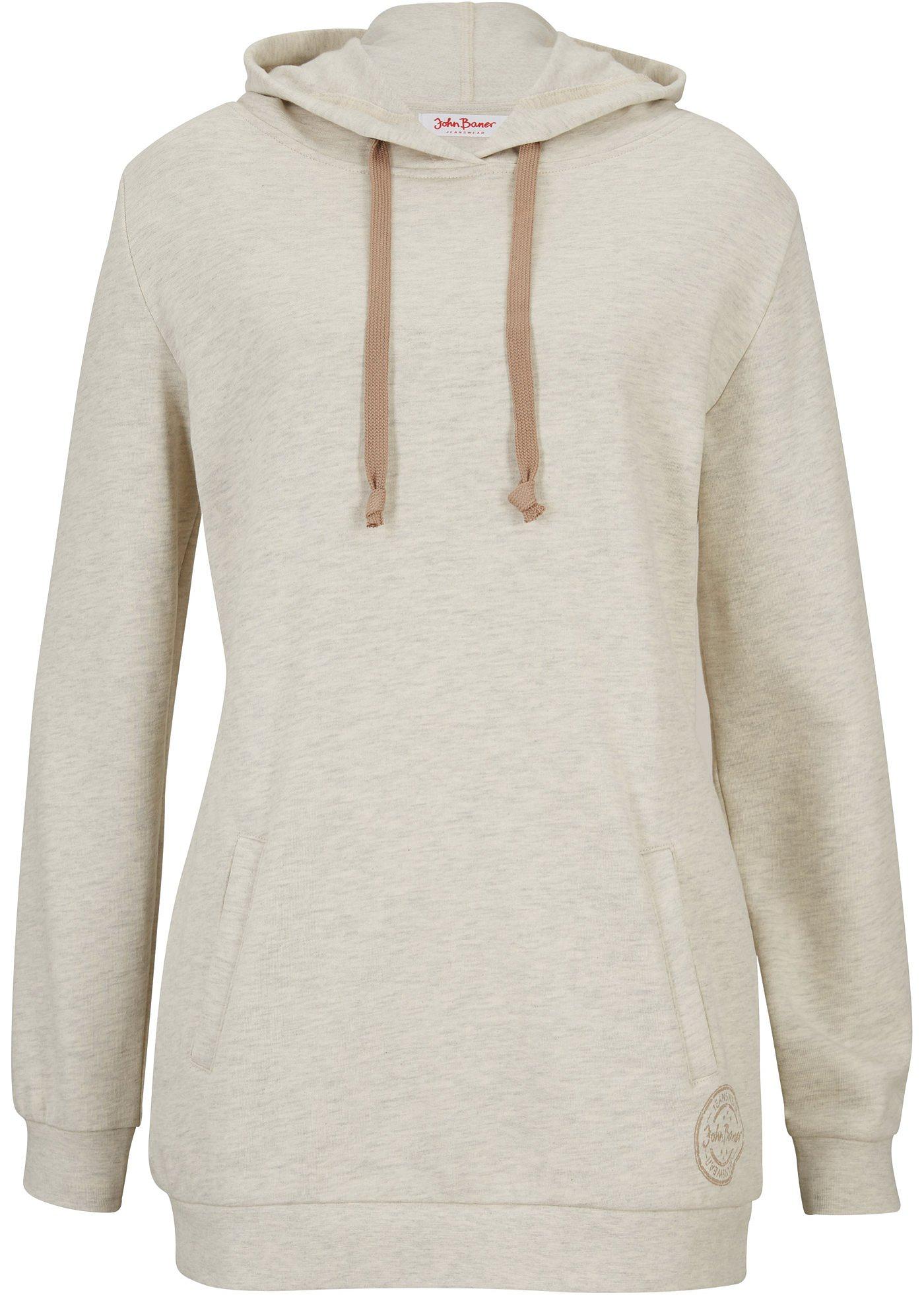 Sweat-shirt long à capuche, manches longues