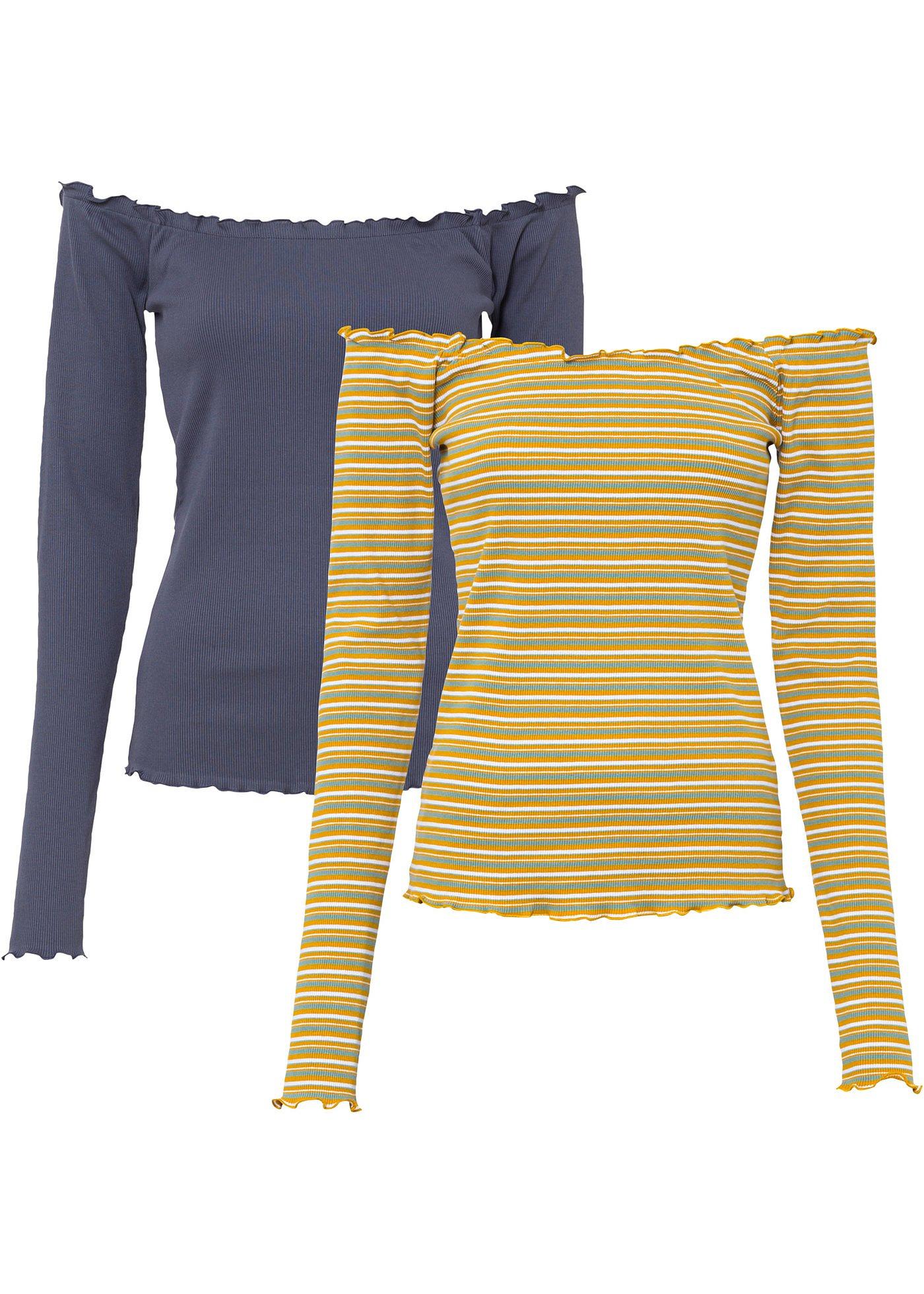 Lot de 2 T-shirts côtelés en coton bio