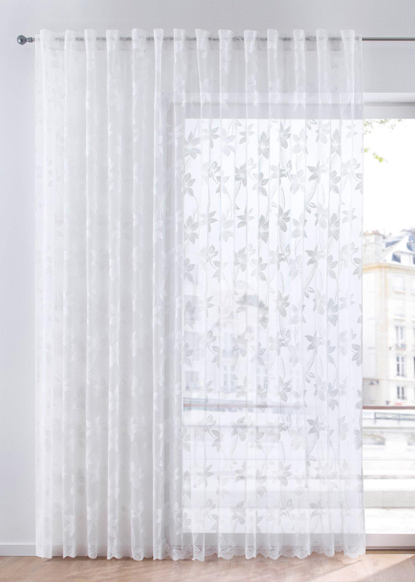 Voilage jacquard à fleurs