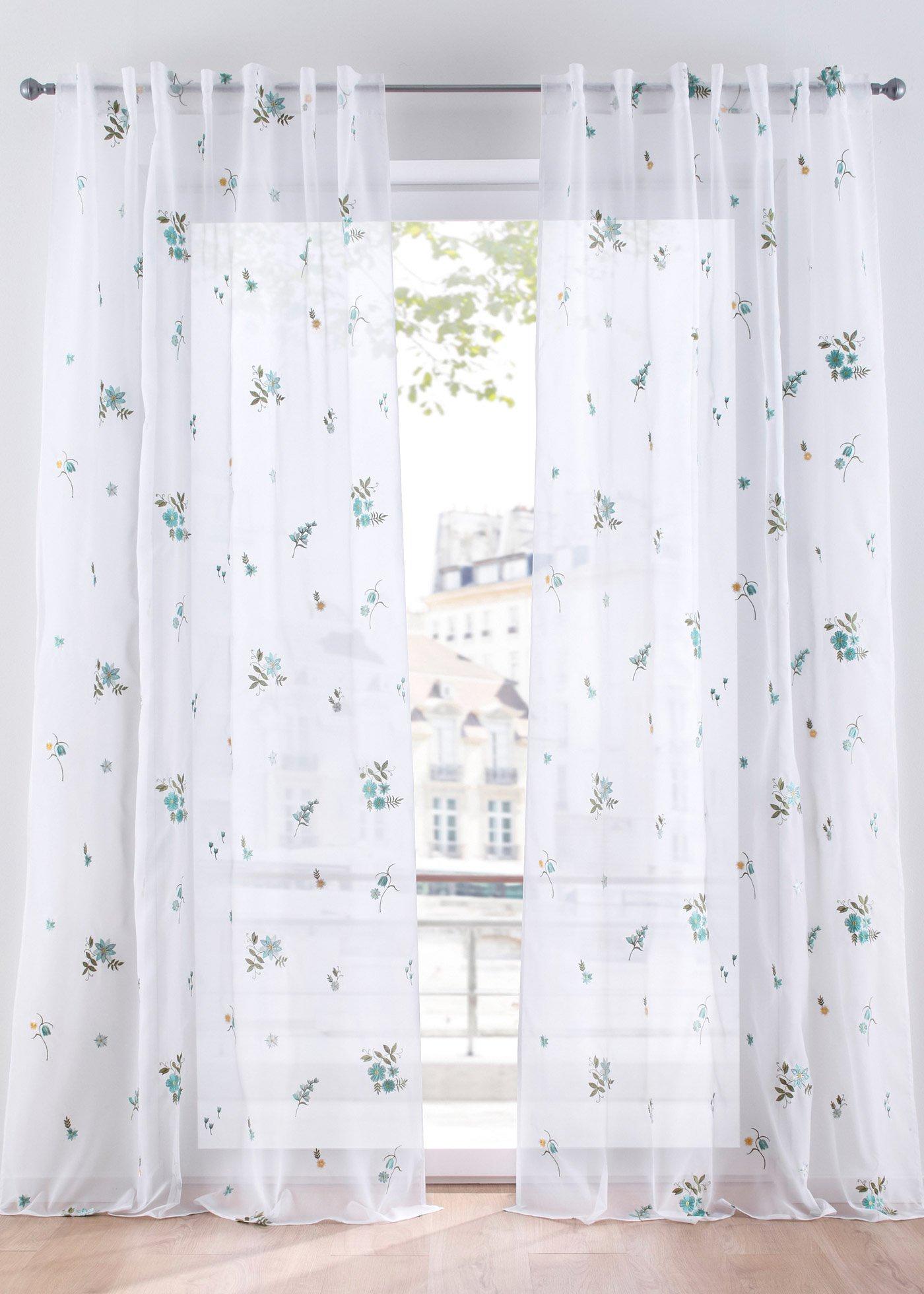 Voilage à broderie florale (1 pce.)