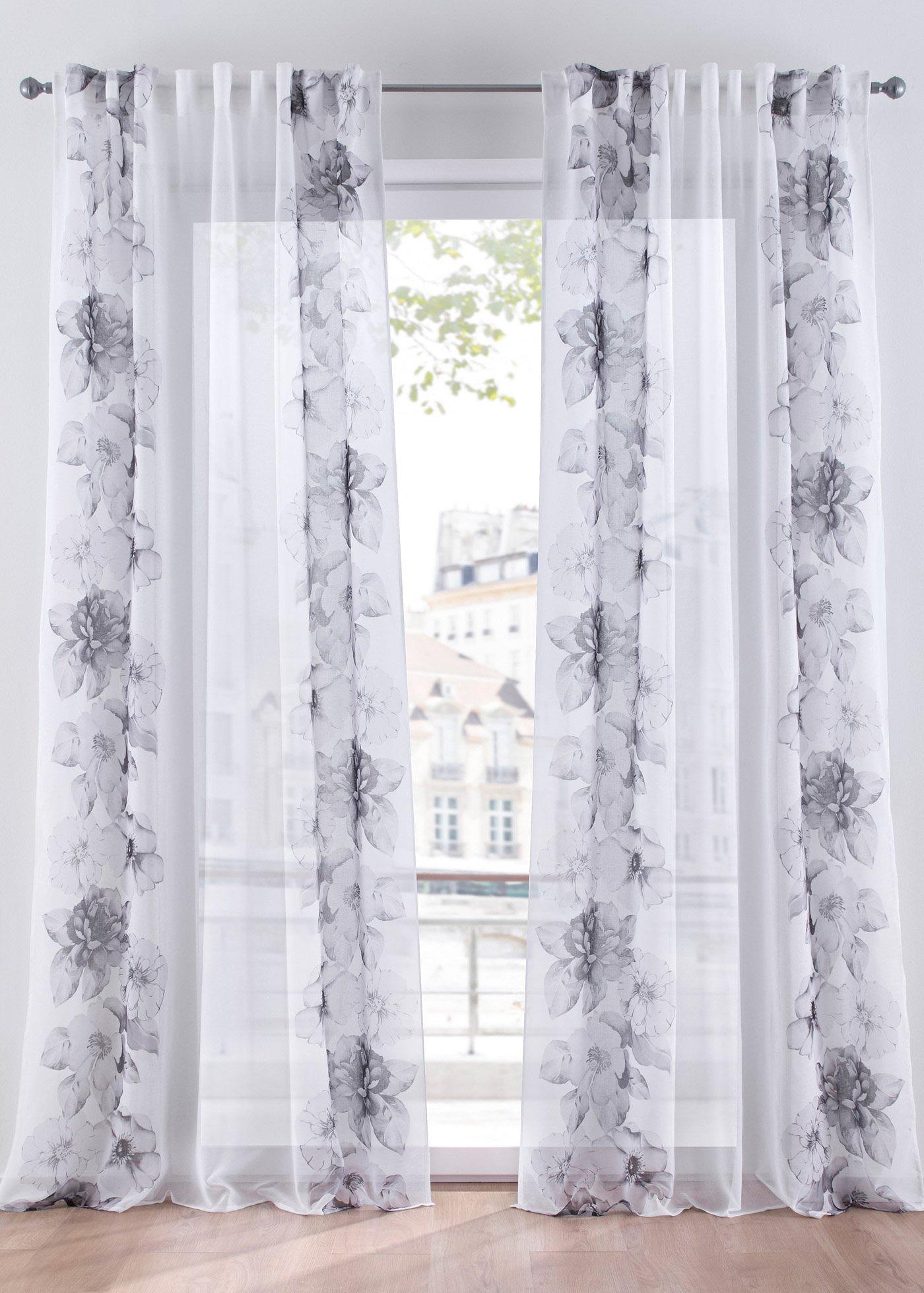 Voilage à imprimé floral (1 pce.)