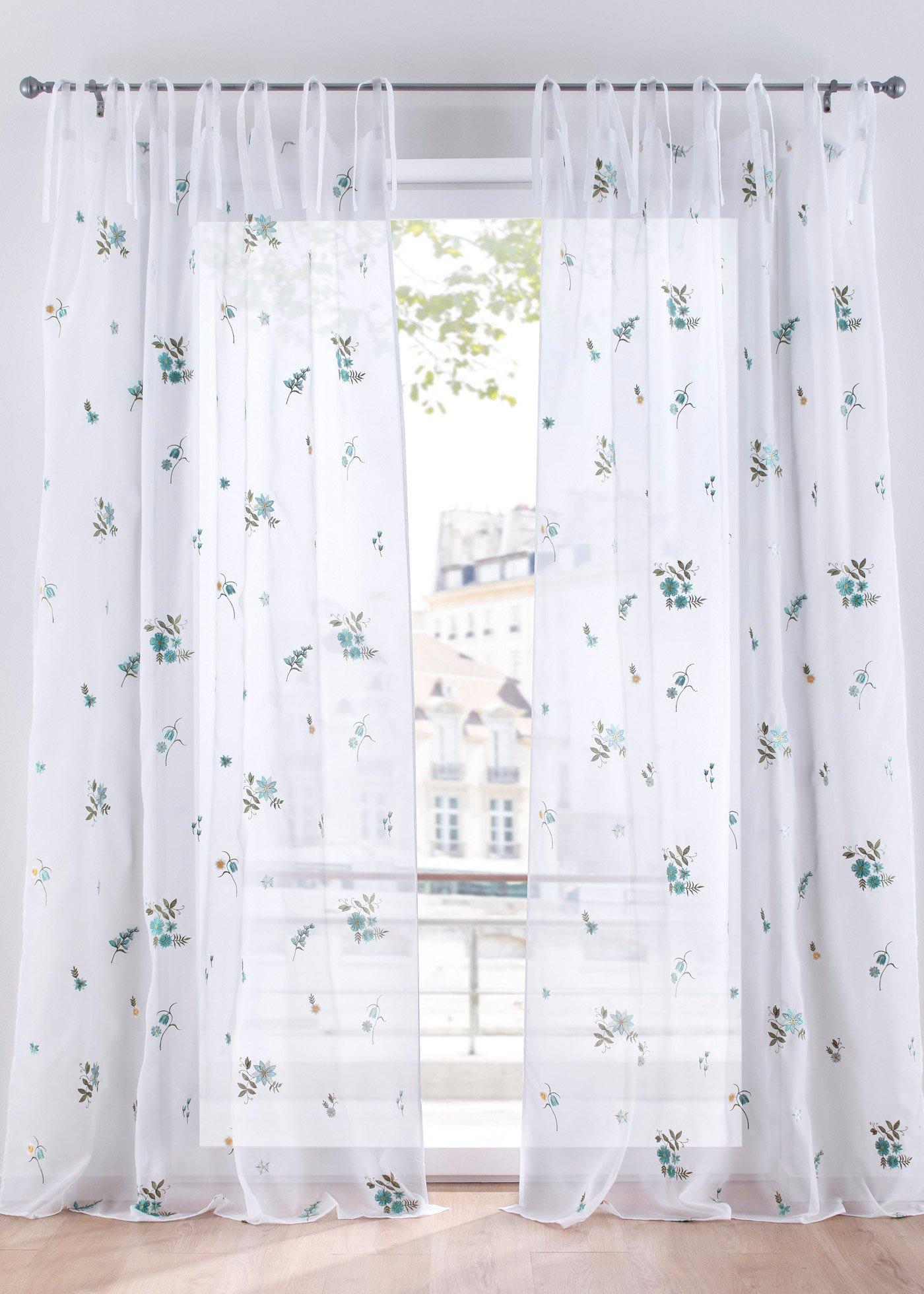 Voilage à broderie florale (1 pce.)