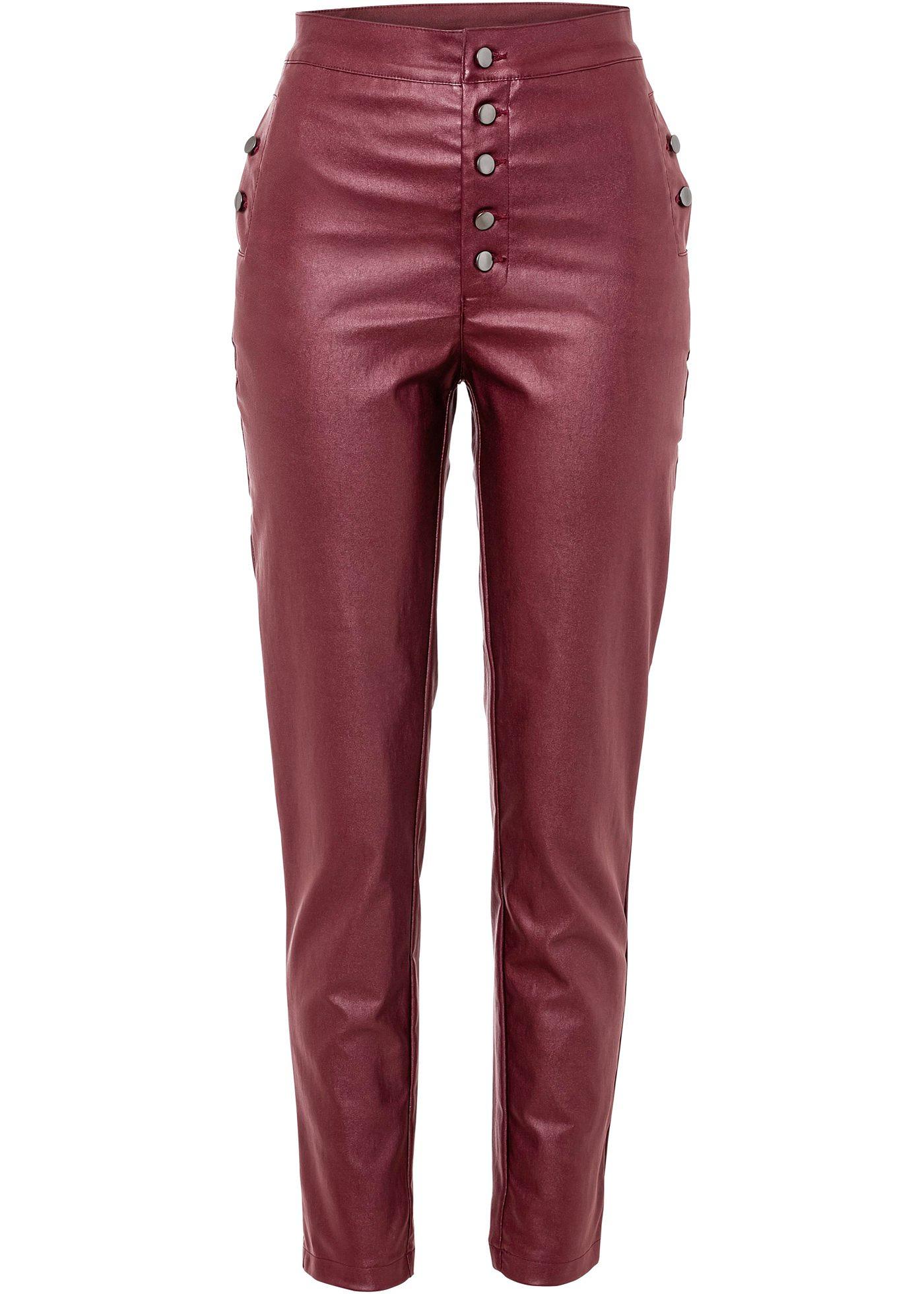 Pantalon synthétique imitation cuir taille haute