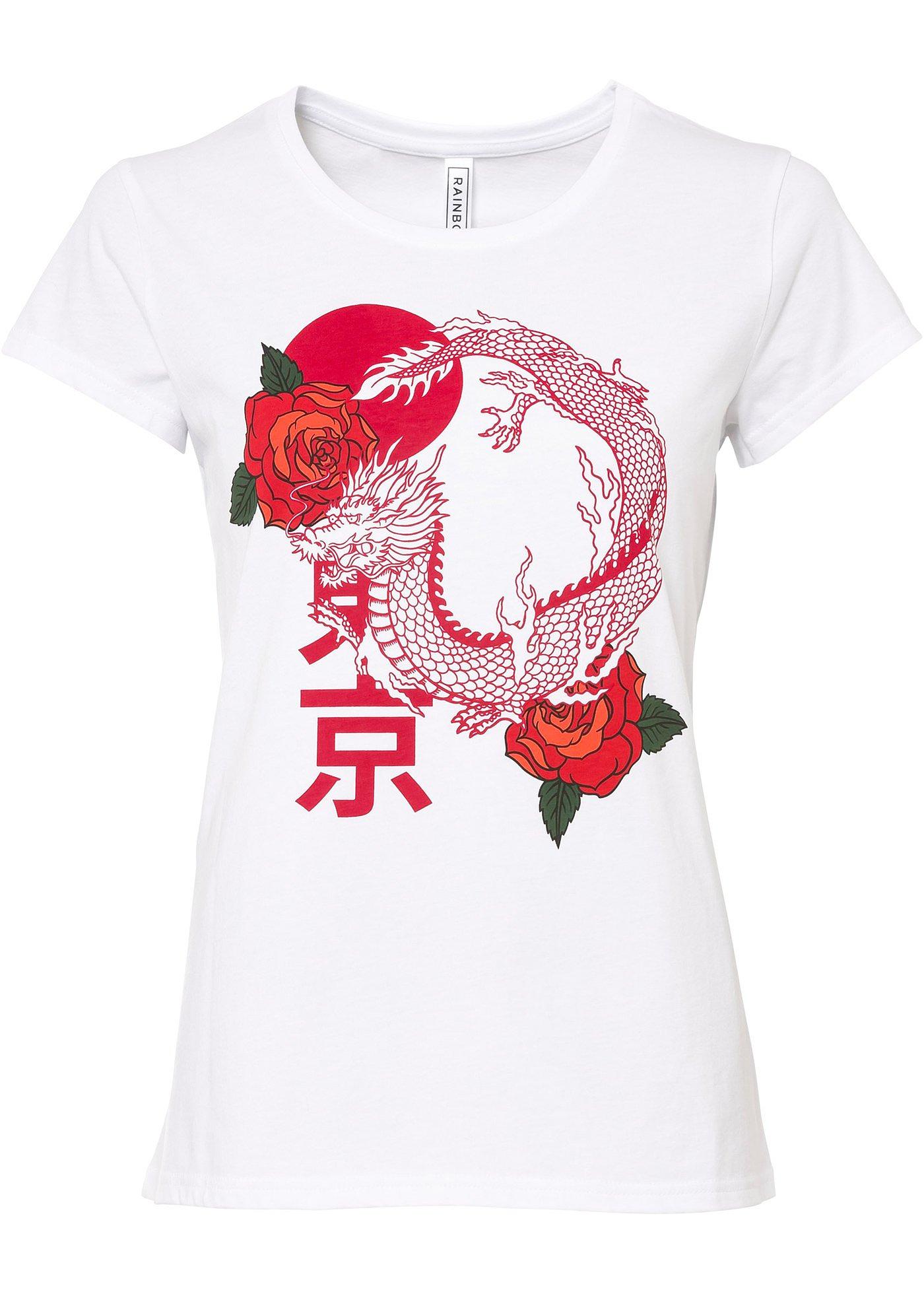 T-shirt à imprimé asiatique
