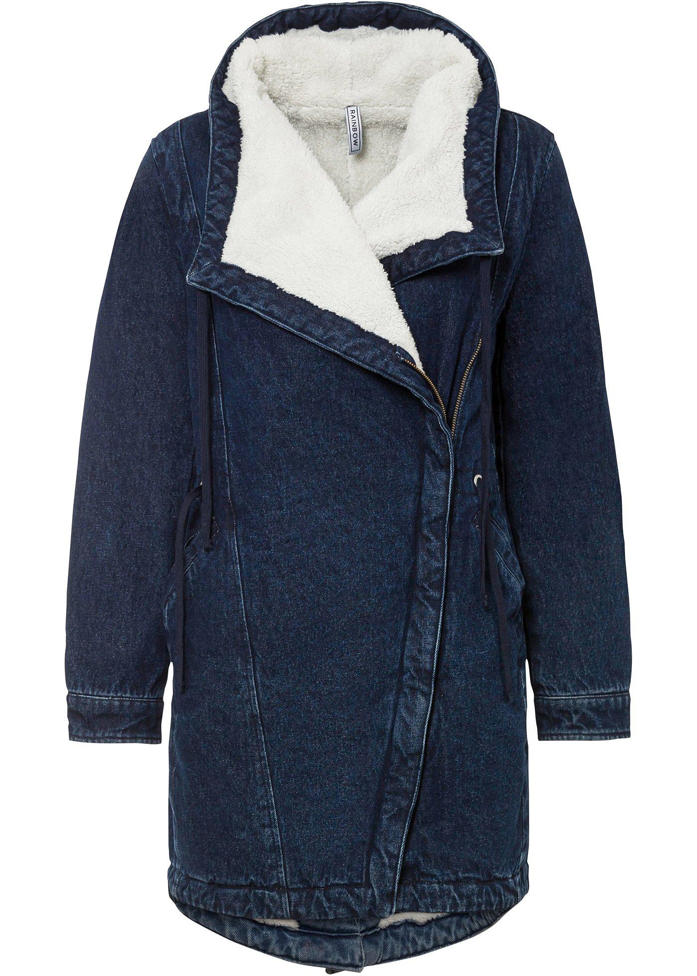 Manteau en jean avec fourrure peluche