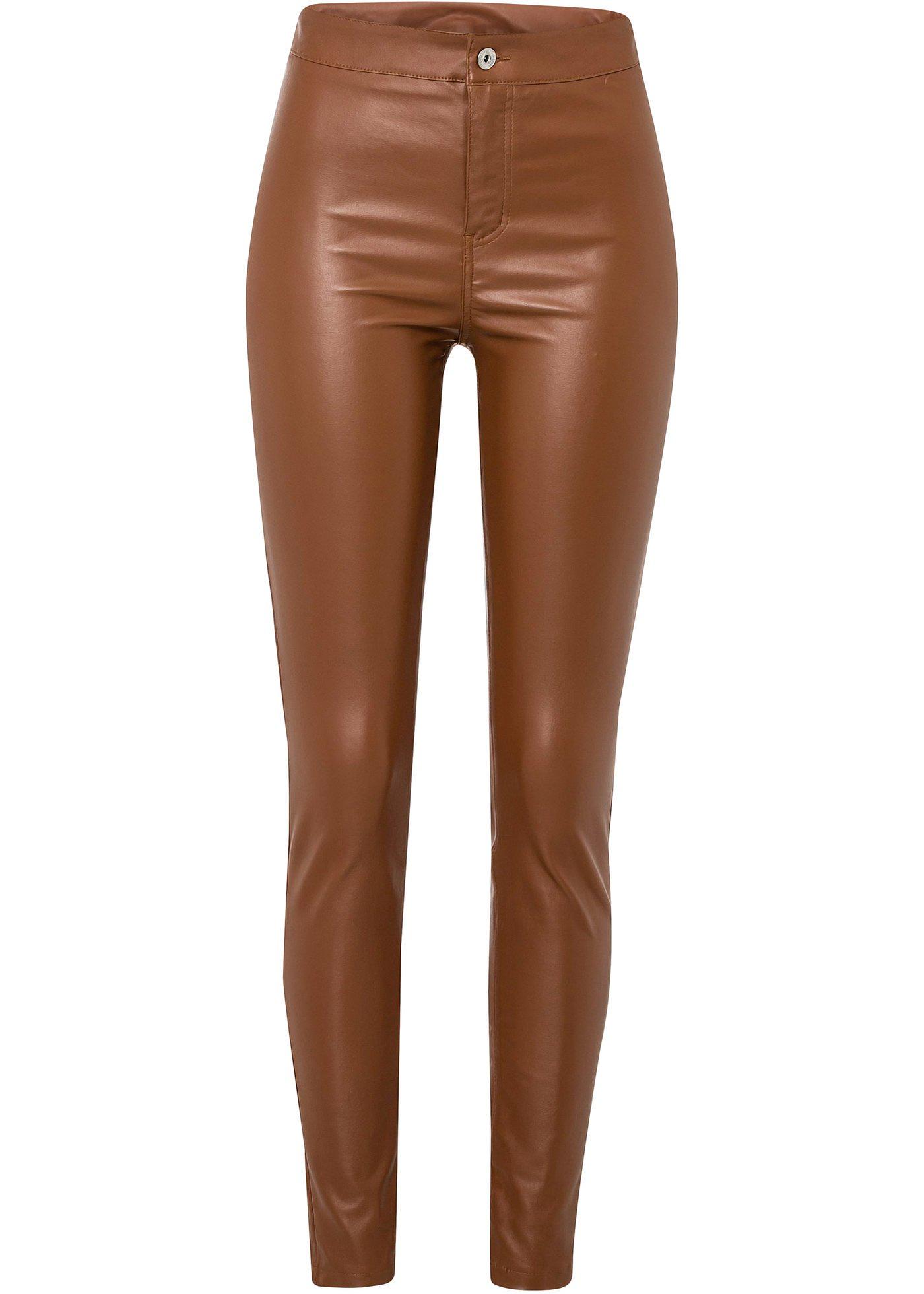 Pantalon synthétique imitation cuir taille haute