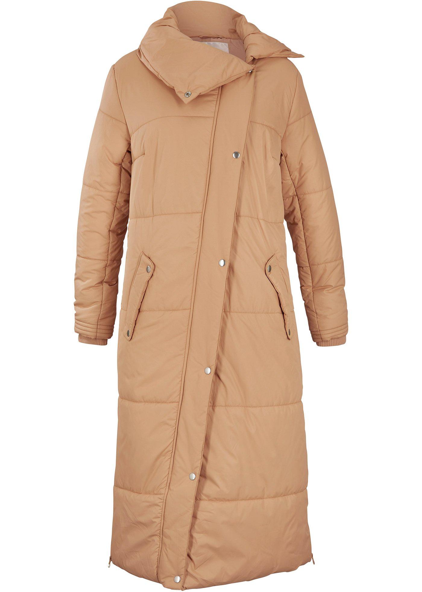 Manteau long matelassé léger avec fermeture asymétrique