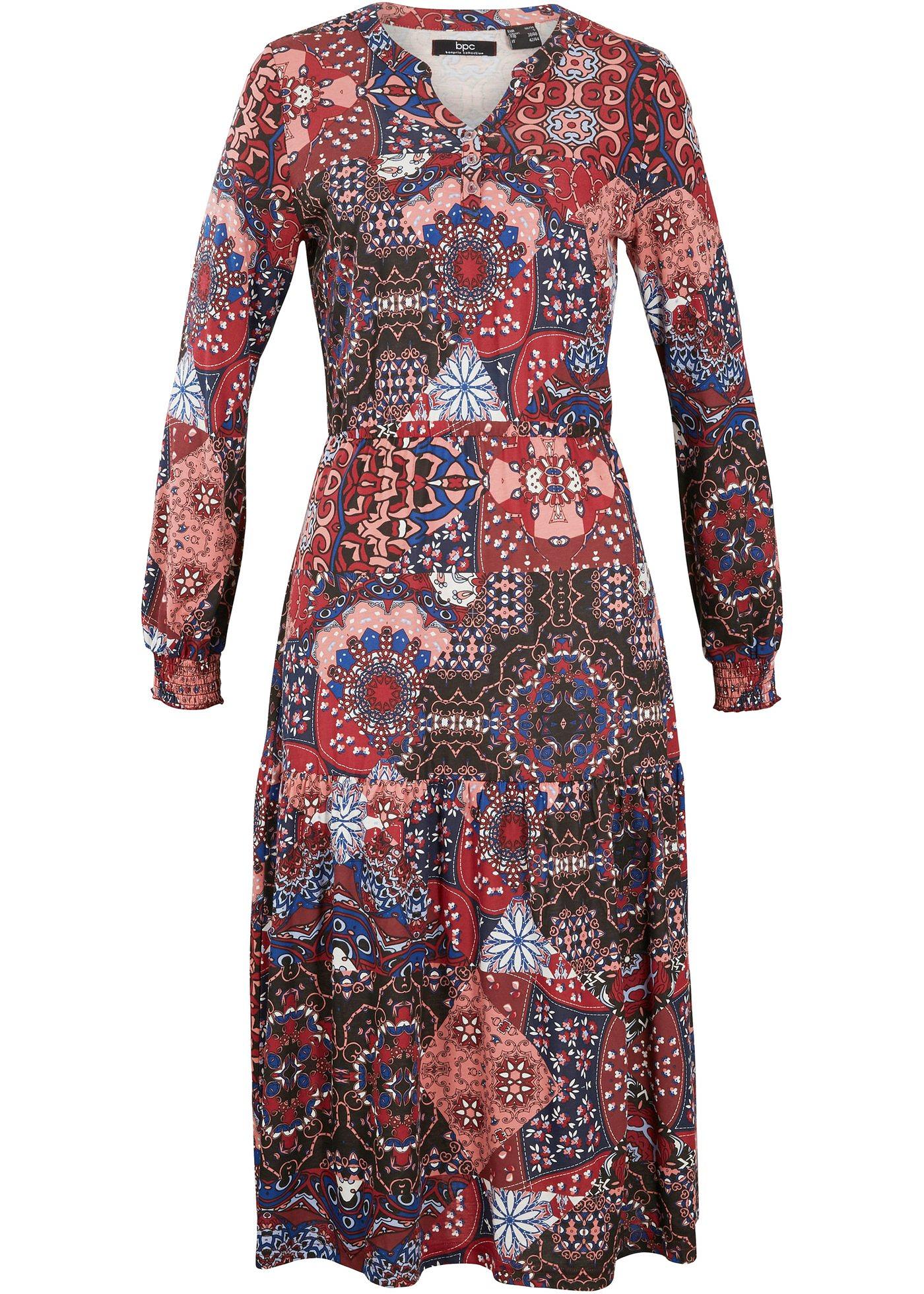 Robe midi patchwork avec volant