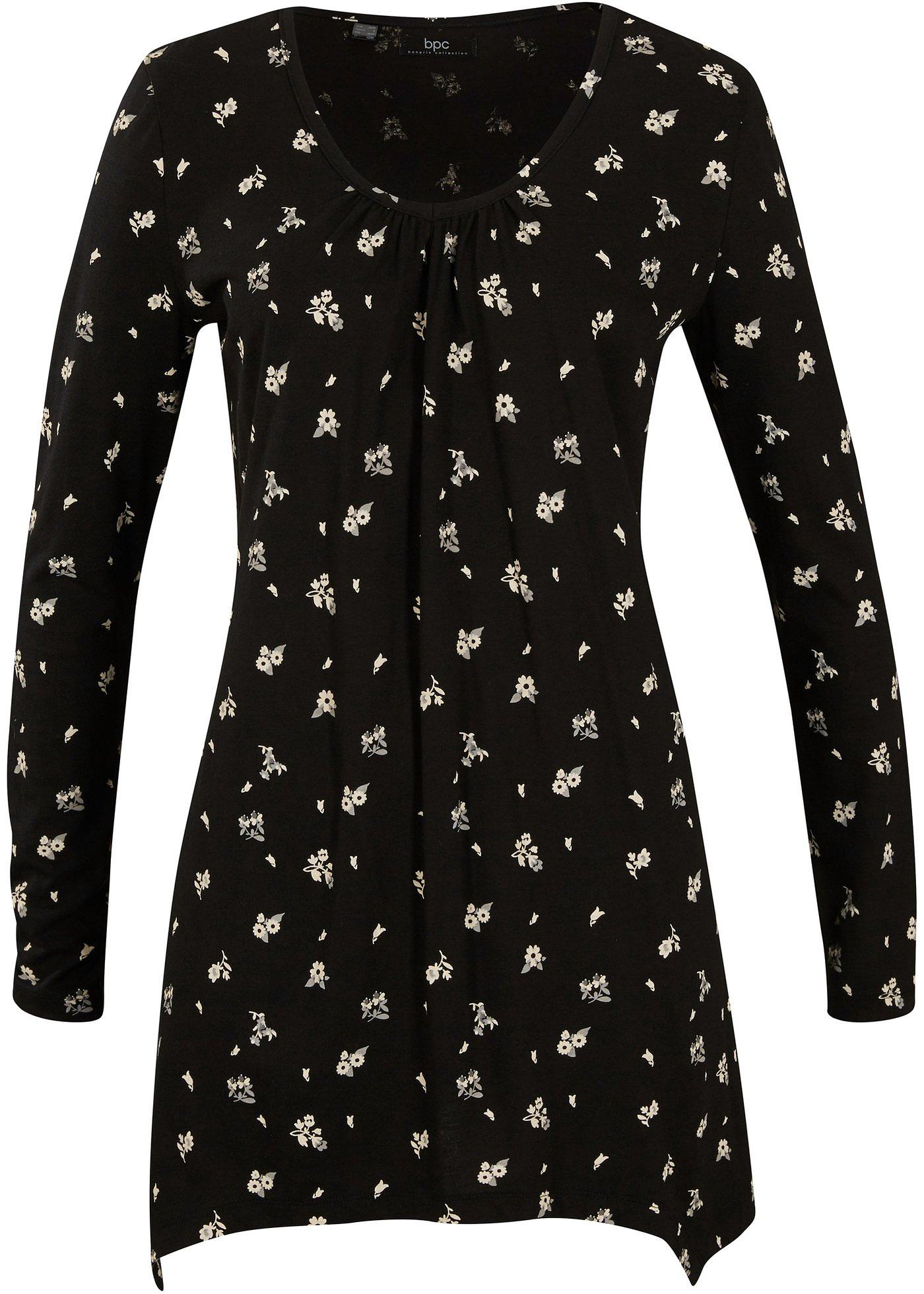 T-shirt imprimé à pans avec décolleté en V