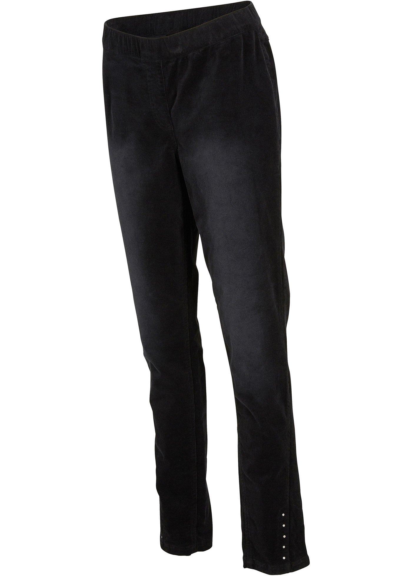 Pantalon velours côtelé extensible avec rivets et taille confortable