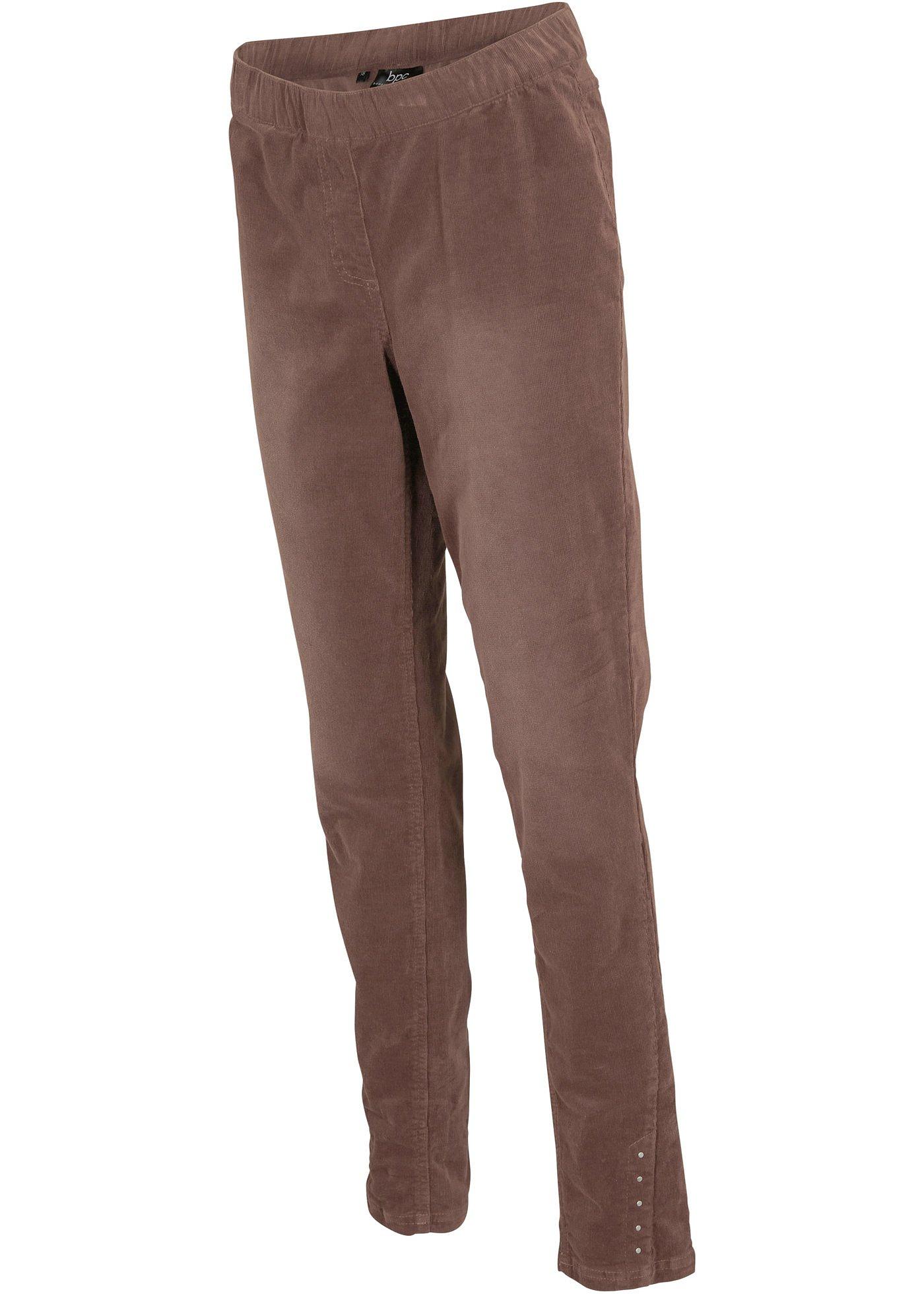 Pantalon velours côtelé extensible avec rivets et taille confortable
