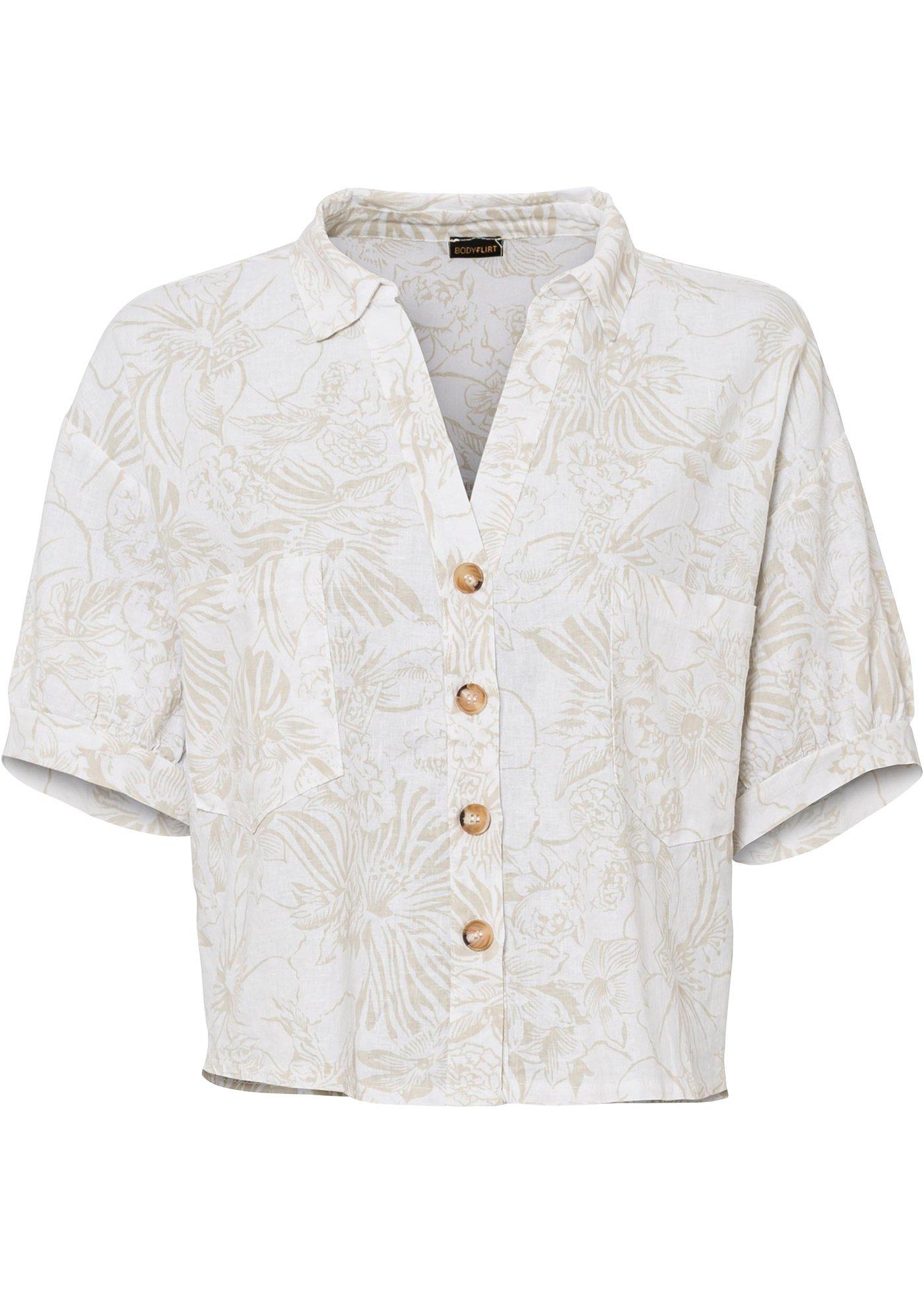 Chemisier en lin majoritaire imprimé