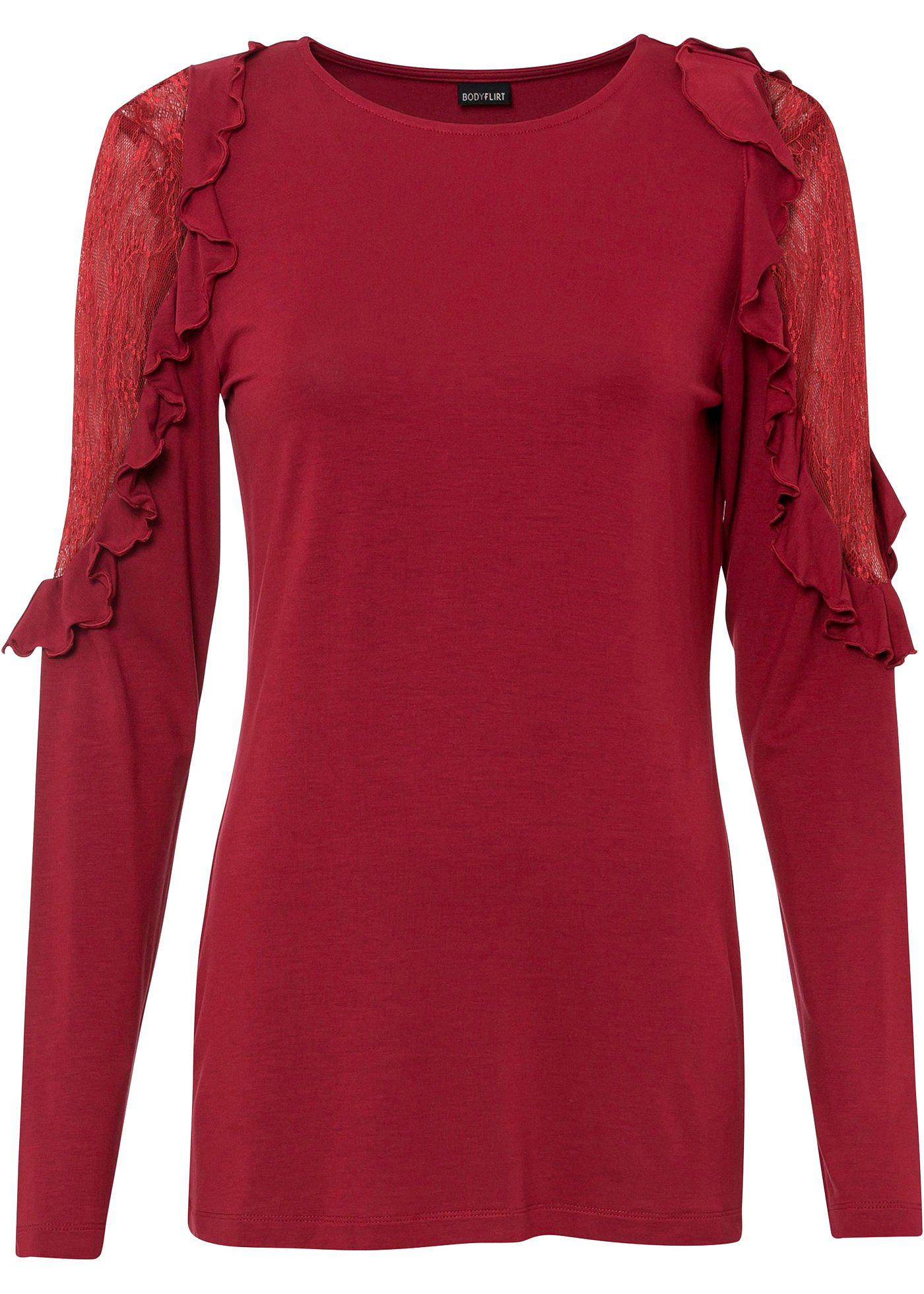 T-shirt manches longues à dentelle