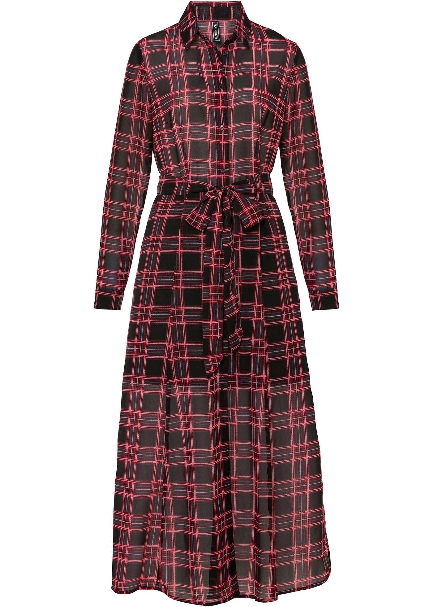 Robe en voile de chiffon à carreaux